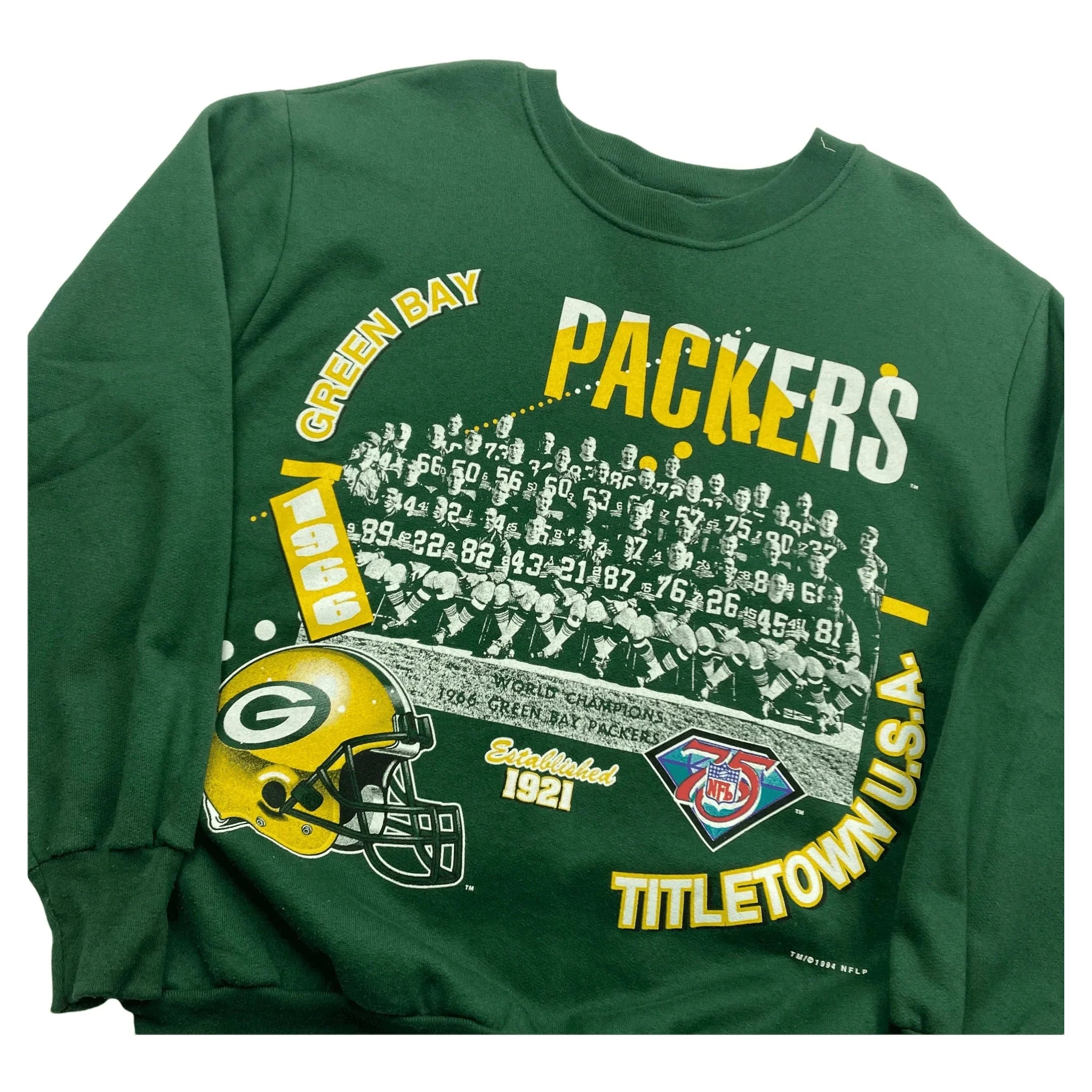 Vintage 90s Green NFL Green Bay Packers Spell-Out Sweatshirt - L (Recommended Size - M) | The Streetwear Studio