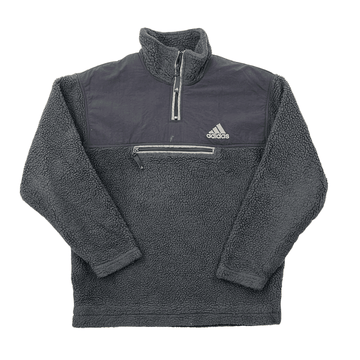 Vintage 90s Grey Adidas Quarter Zip Fleece - Medium - The Streetwear Studio