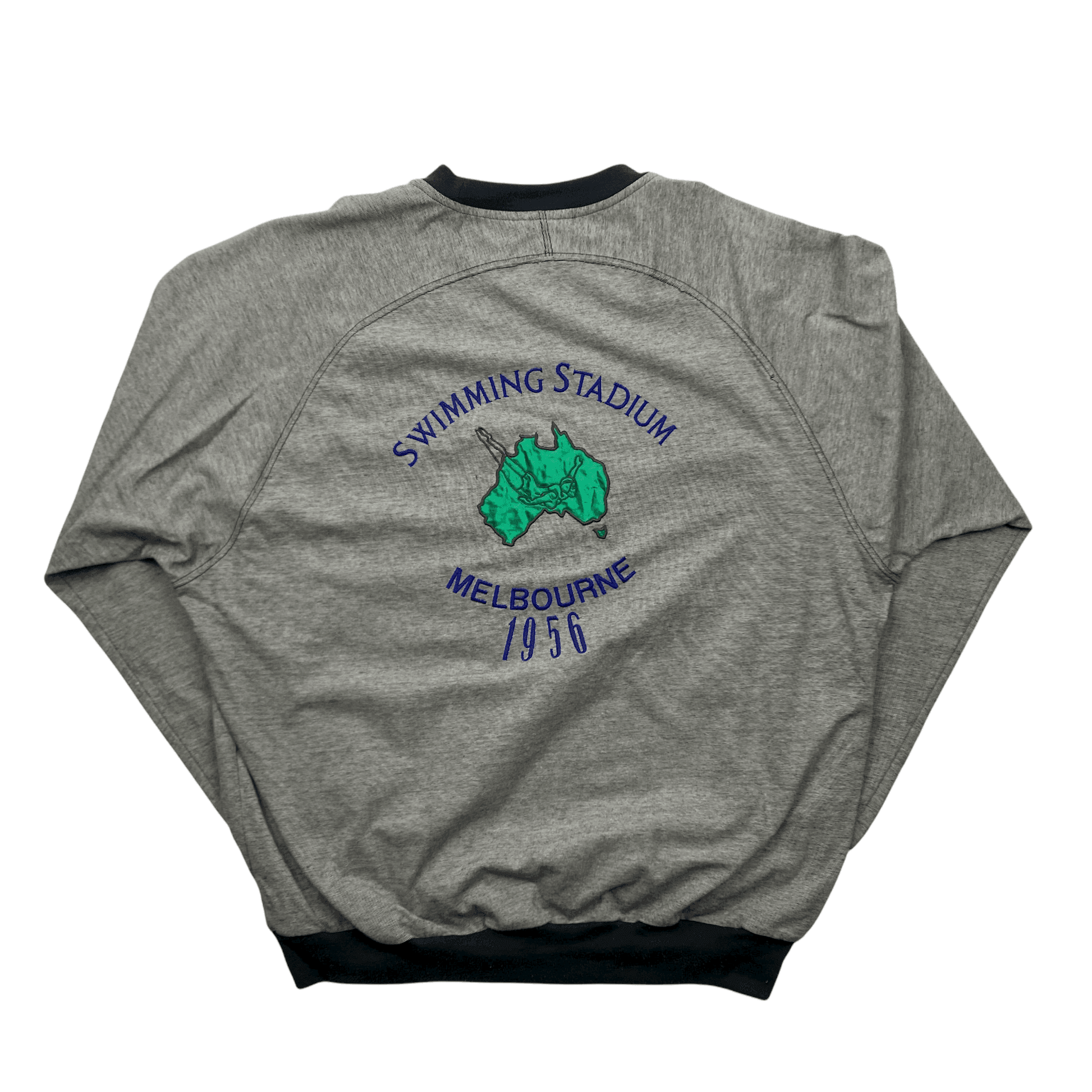 Vintage 90s Grey + Black Adidas Olympics Spell-Out Sweatshirt - Extra Large - The Streetwear Studio
