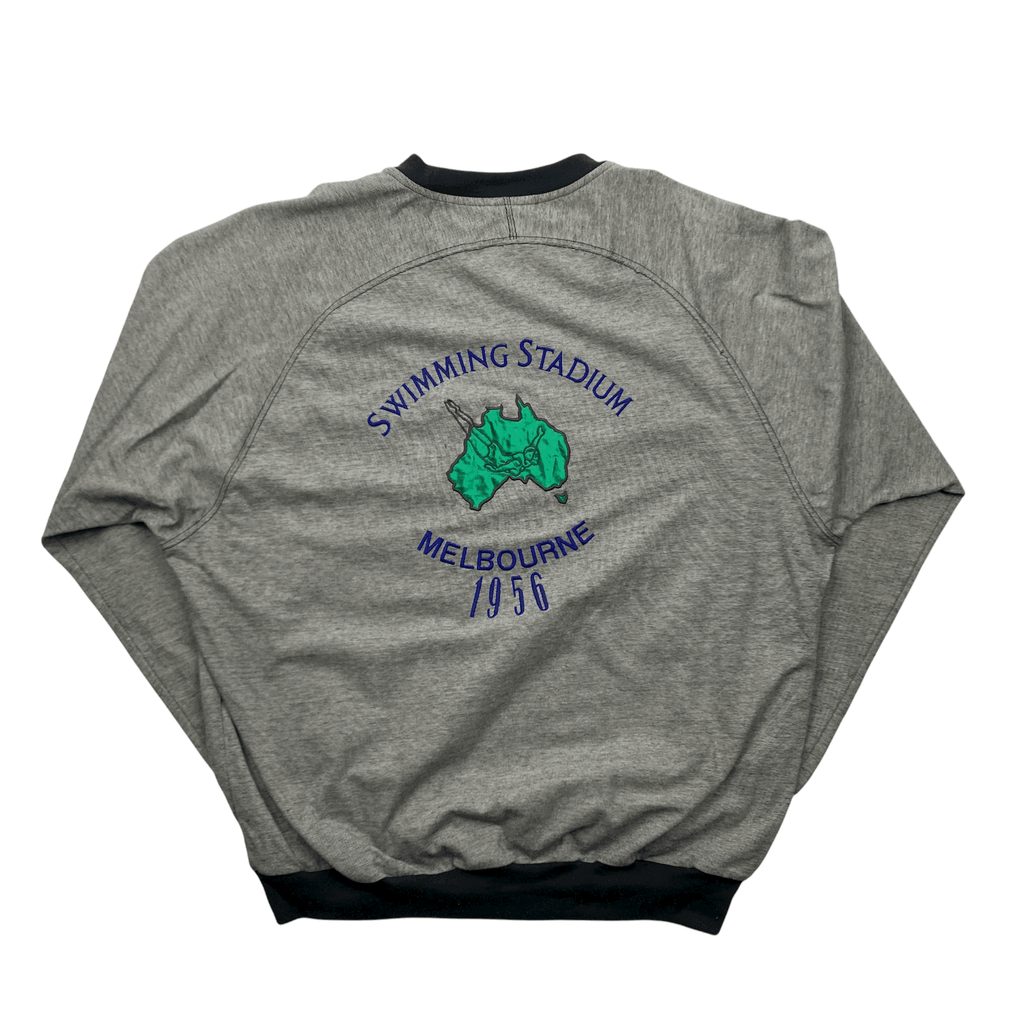 Vintage 90s Grey + Black Adidas Olympics Spell-Out Sweatshirt - Extra Large - The Streetwear Studio