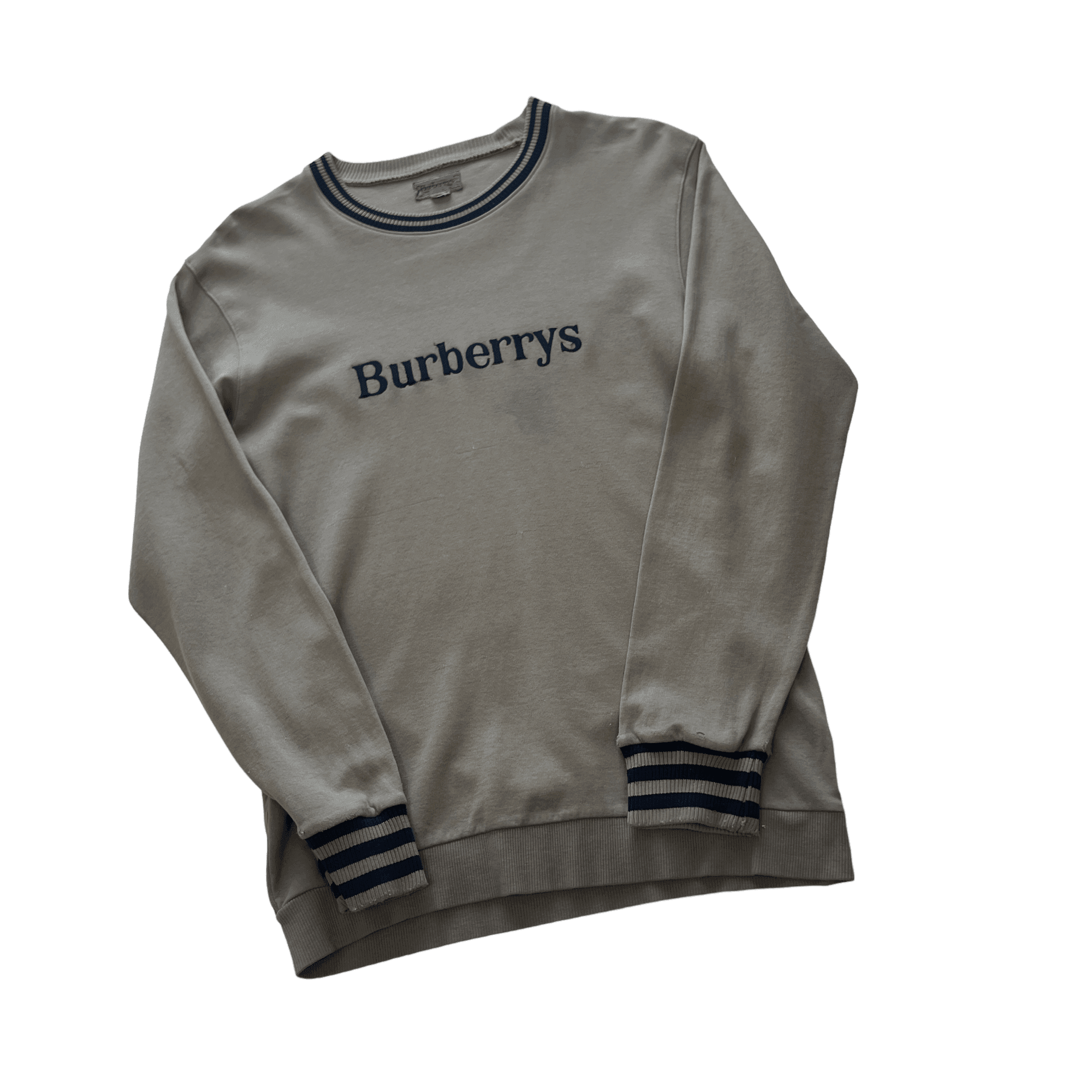 Vintage 90s Grey Burberry Spell-Out Sweatshirt - Small - The Streetwear Studio