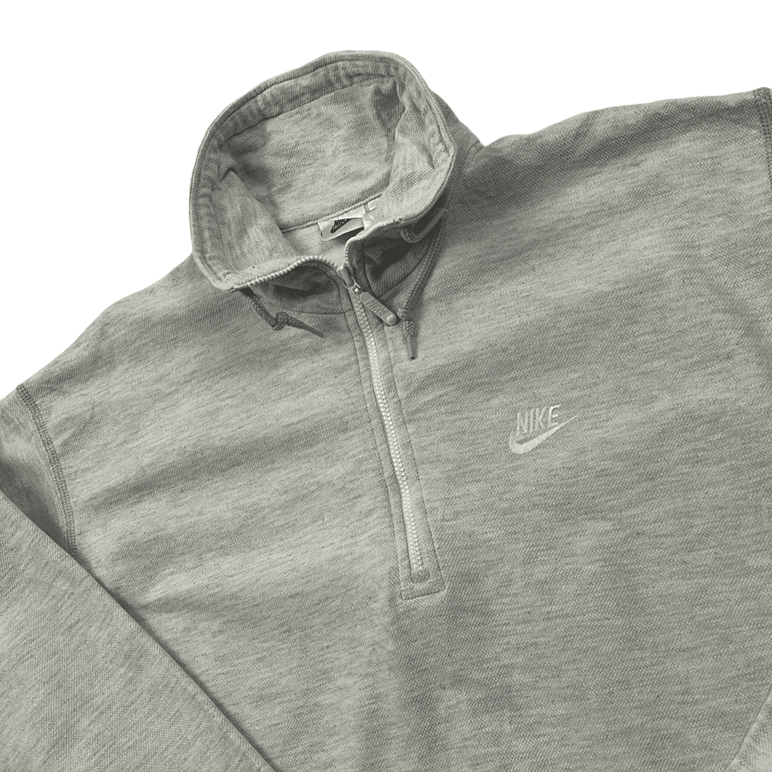 Vintage 90s Grey Nike Quarter Zip Sweatshirt - Large - The Streetwear Studio