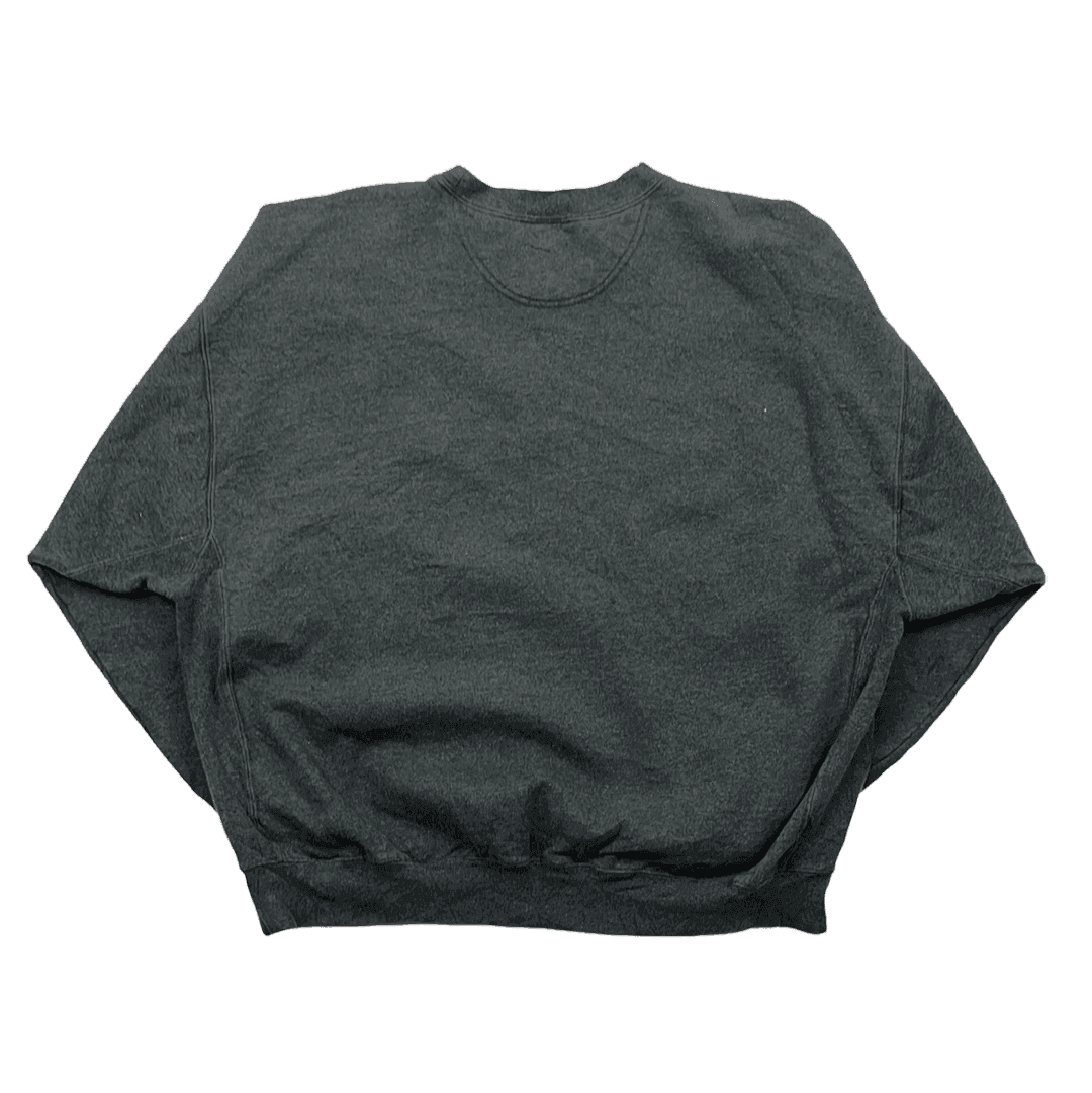 Vintage 90s Grey Nike Spell-Out + Centre Logo Sweatshirt - Large - The Streetwear Studio