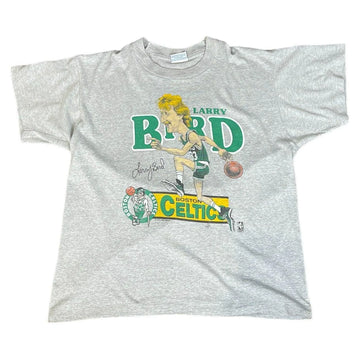 Vintage 90s Grey Nutmeg Larry Bird Boston Celtics Tee - S | The Streetwear Studio