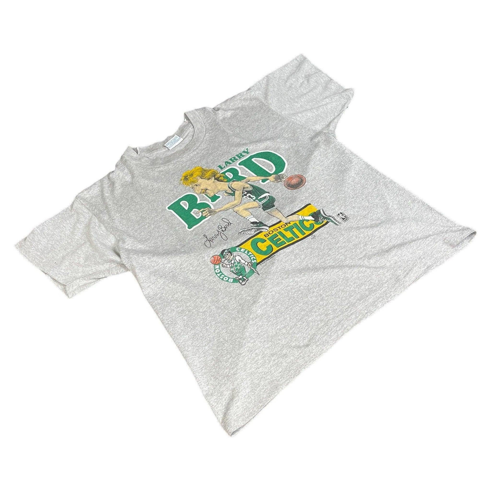 Vintage 90s Grey Nutmeg Larry Bird Boston Celtics Tee - S | The Streetwear Studio