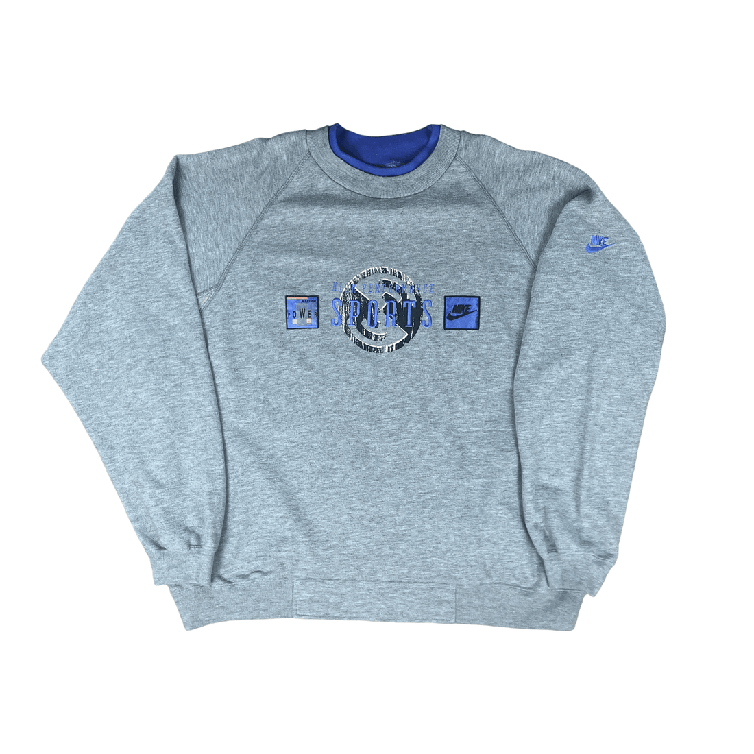 Vintage 90s Grey + Purple Nike High Preformance Sports Spell-Out Sweatshirt - XXL - The Streetwear Studio