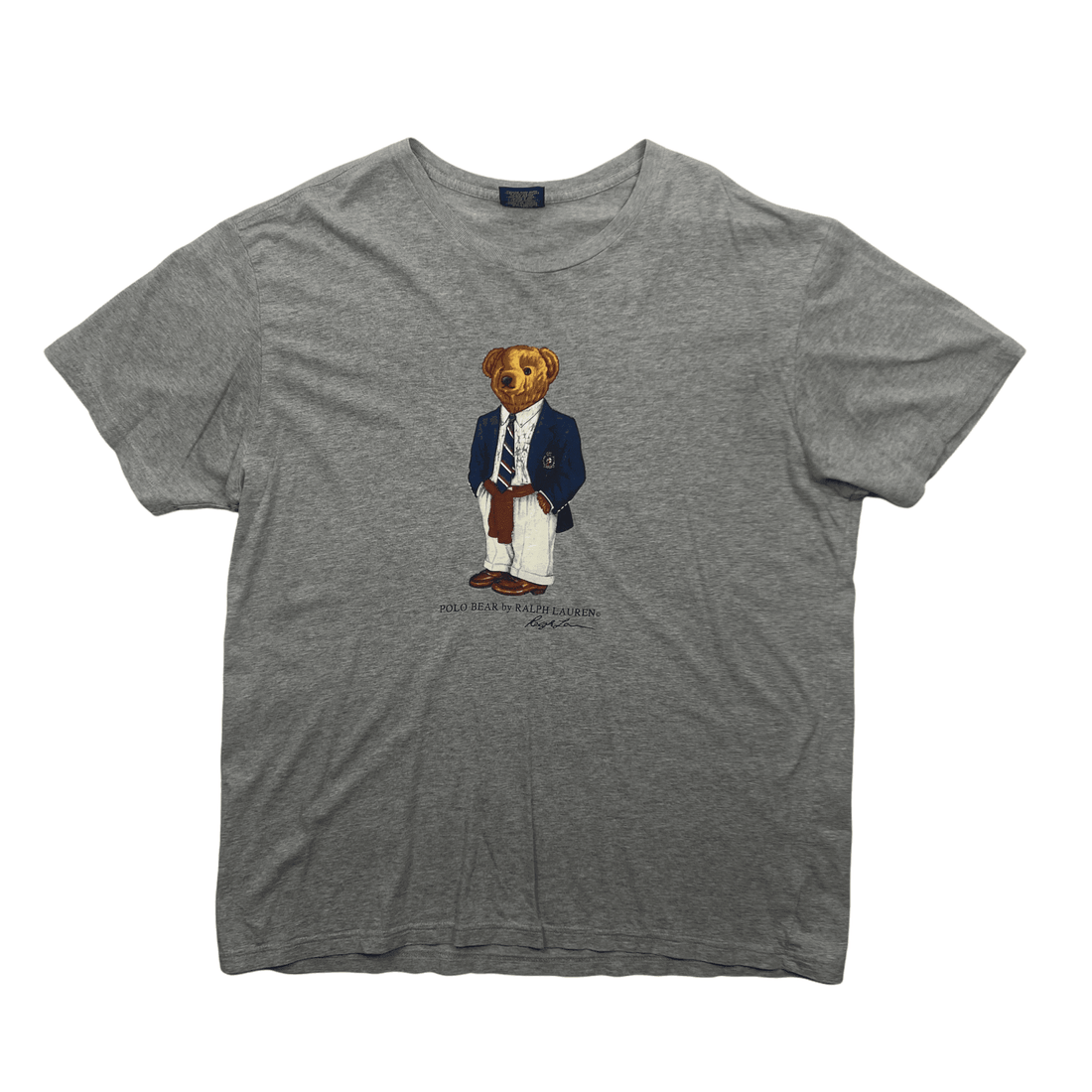 Vintage 90s Grey Ralph Lauren Polo Bear Tee - Large - The Streetwear Studio