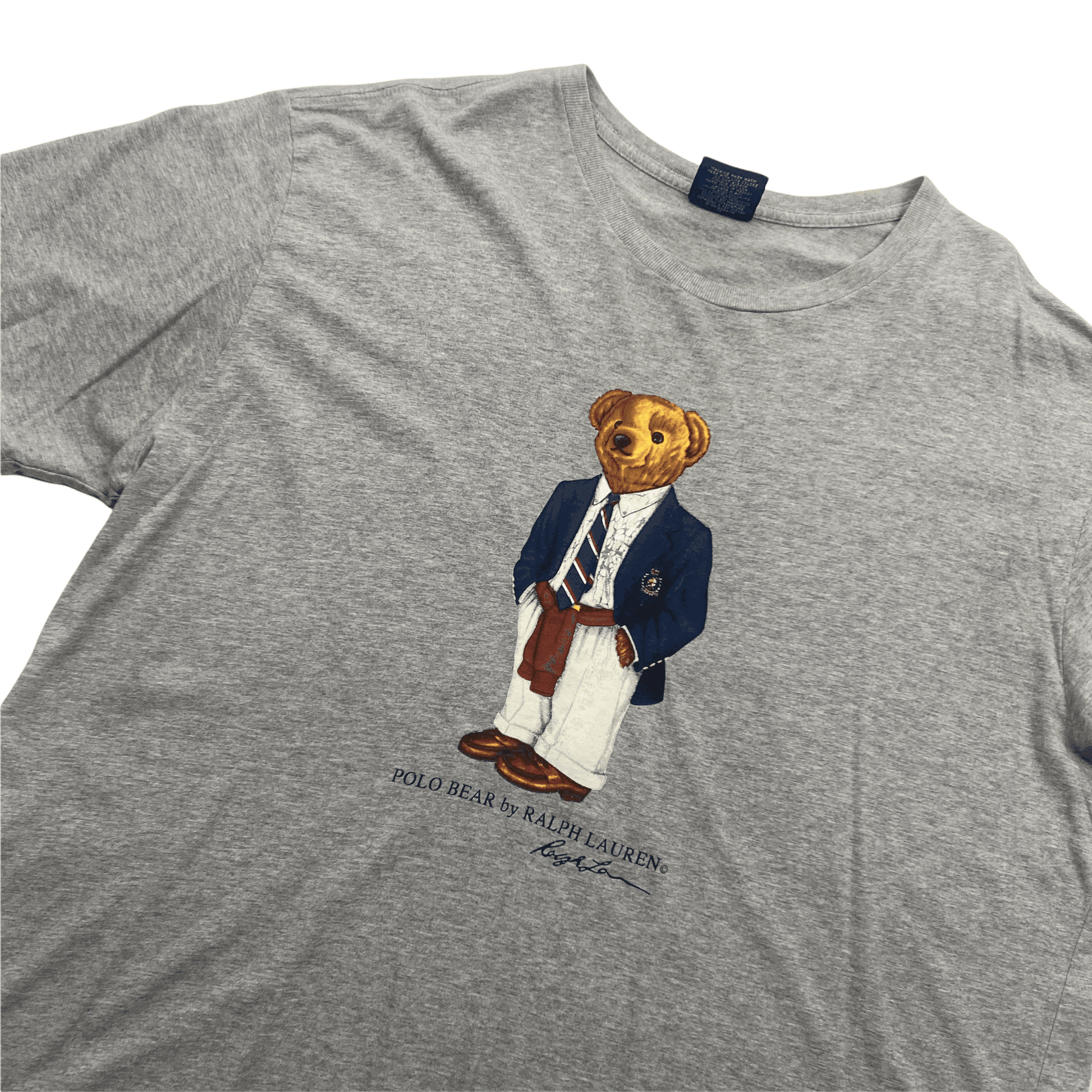 Vintage 90s Grey Ralph Lauren Polo Bear Tee - Large - The Streetwear Studio