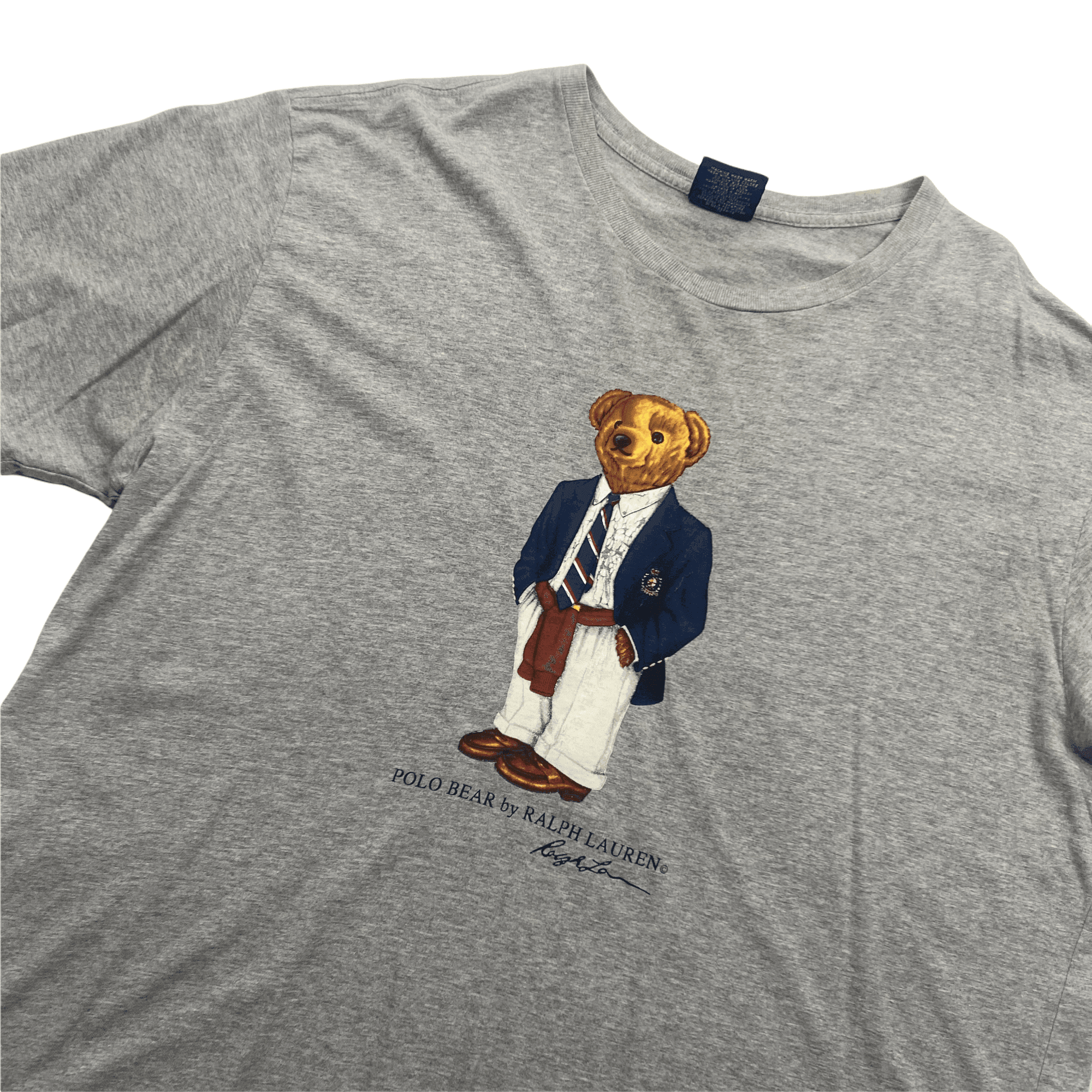 Vintage 90s Grey Ralph Lauren Polo Bear Tee - Large - The Streetwear Studio
