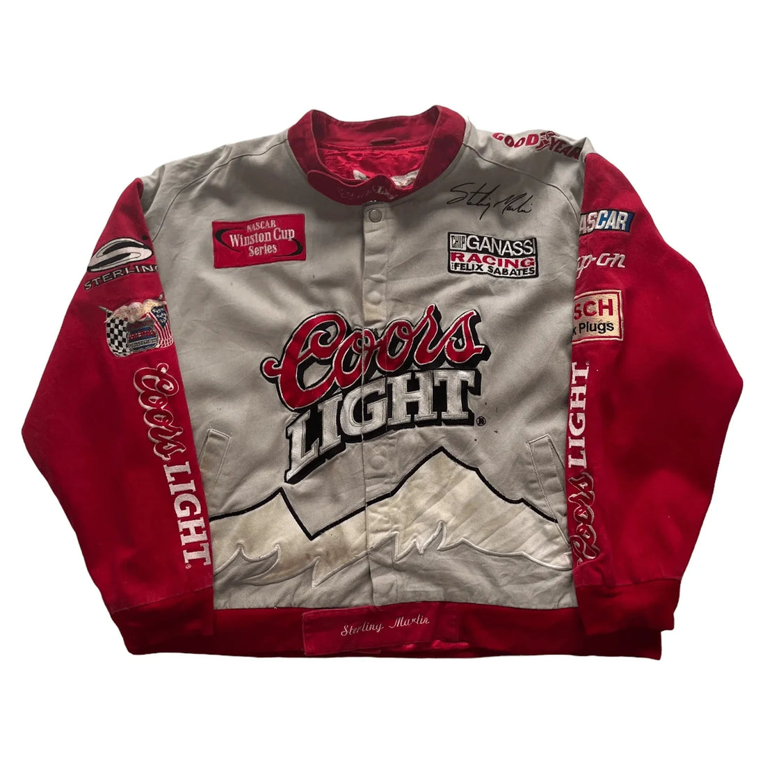 Vintage 90s Grey + Red NASCAR Coors Light Racing Jacket - L | The Streetwear Studio