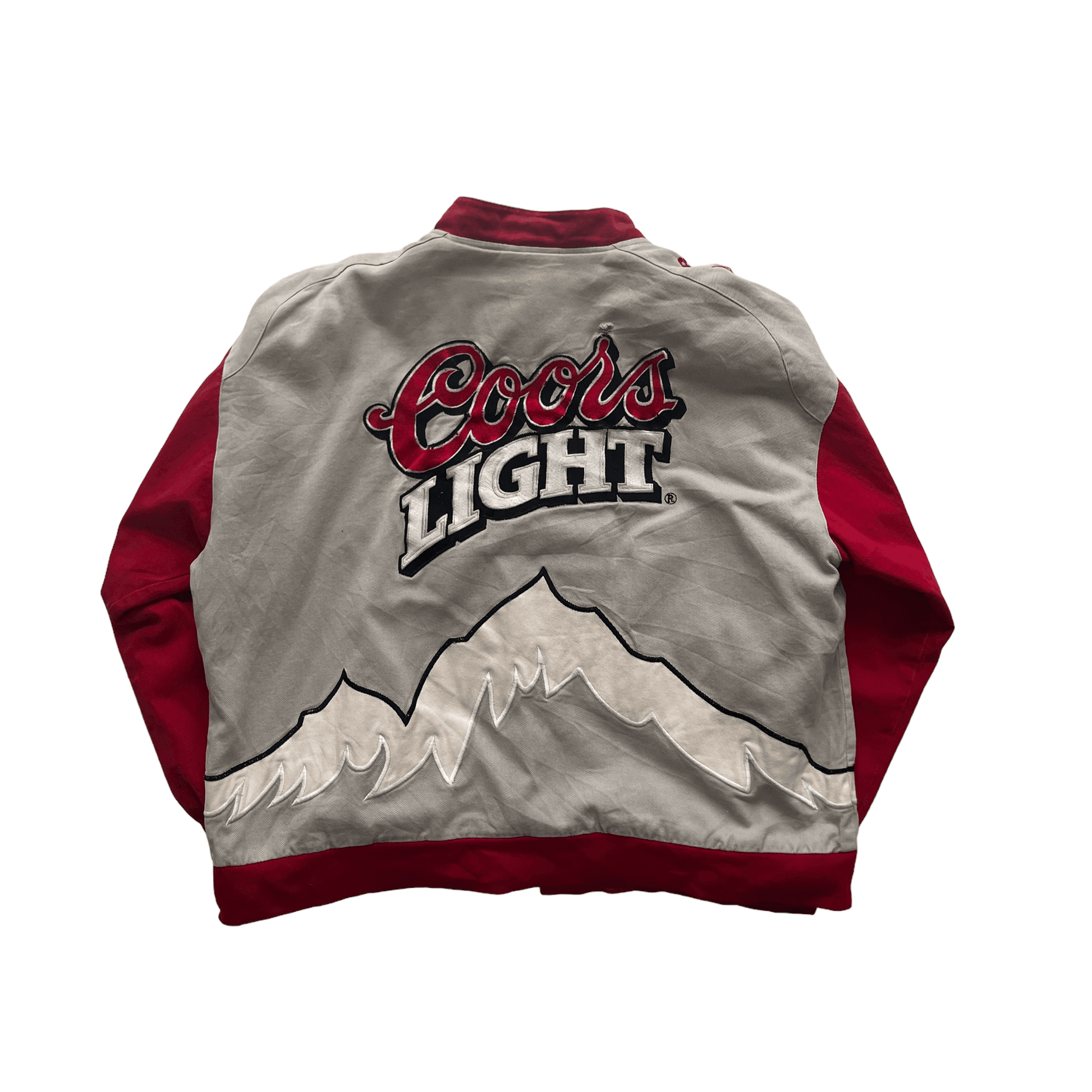 Vintage 90s Grey + Red NASCAR Coors Light Racing Jacket - Large - The Streetwear Studio