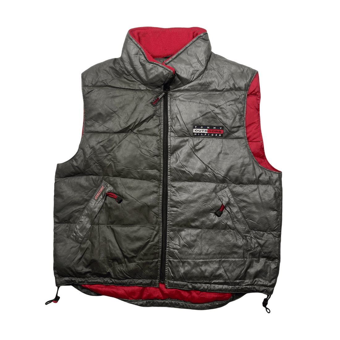 Vintage 90s Grey Tommy Hilfiger Outdoor Expedition Puffer Gilet - Extra Large - The Streetwear Studio