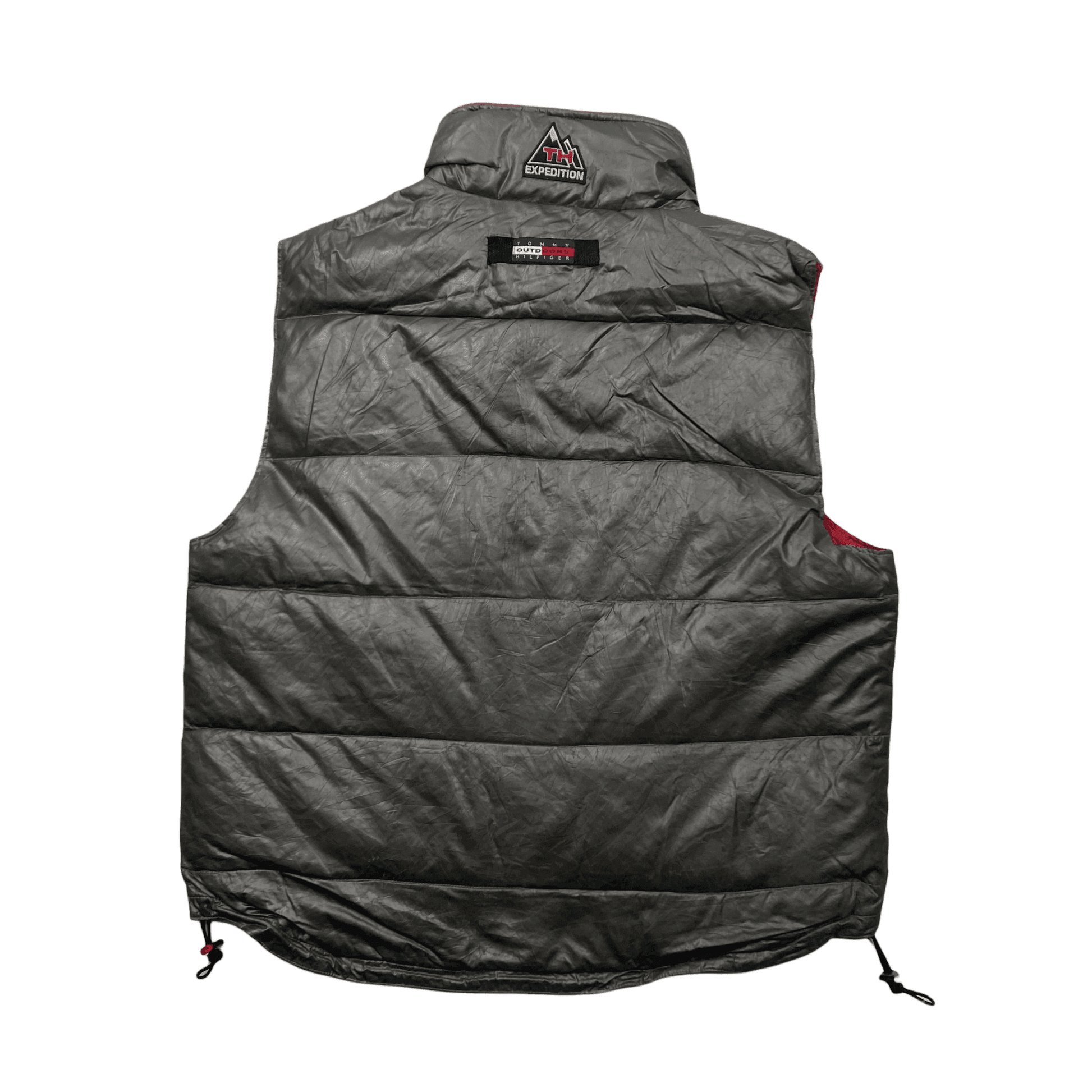 Vintage 90s Grey Tommy Hilfiger Outdoor Expedition Puffer Gilet - Extra Large - The Streetwear Studio