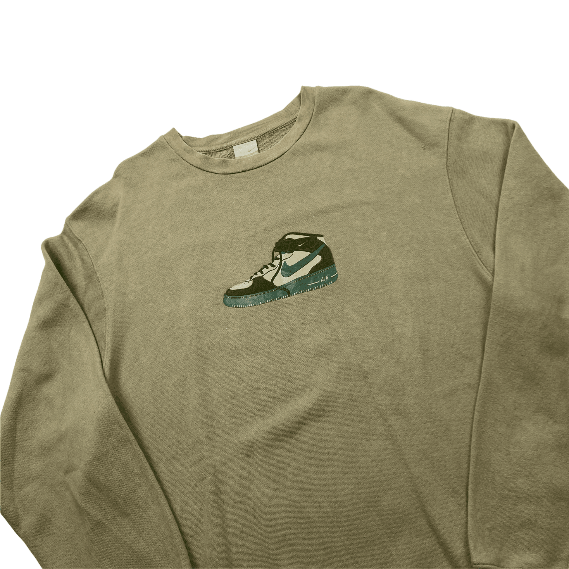 Vintage 90s Khaki Green Nike Sweatshirt - Extra Large - The Streetwear Studio