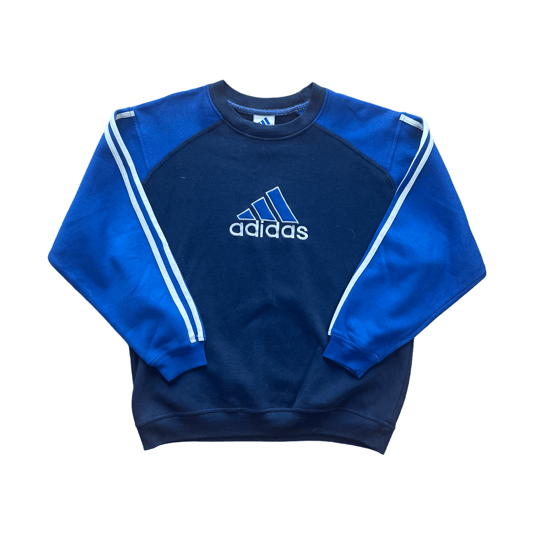 Vintage 90s Navy Blue Adidas Spell-Out Sweatshirt - Extra Large - The Streetwear Studio