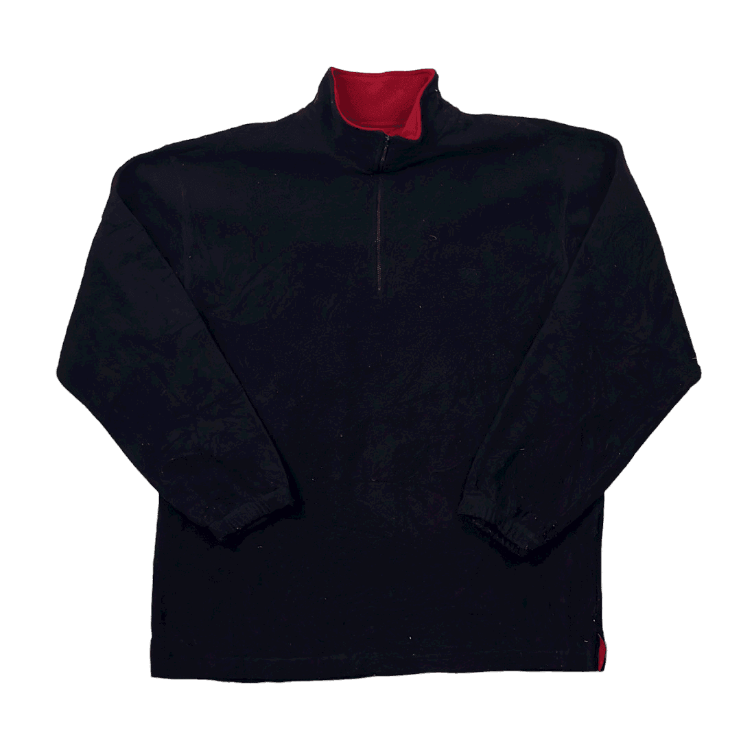 Vintage 90s Navy Blue Burberry Quarter Zip Fleece - Large - The Streetwear Studio