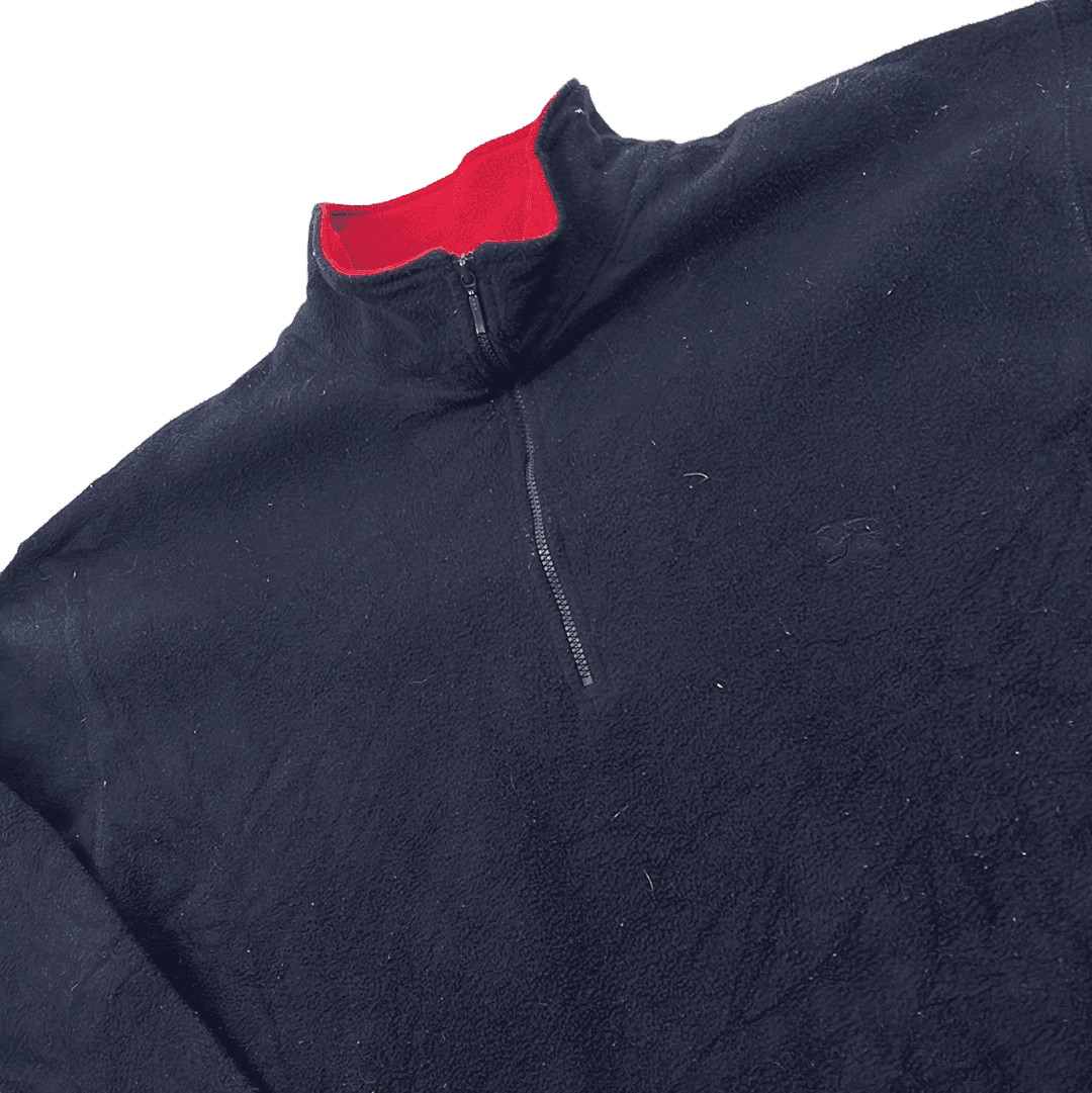 Vintage 90s Navy Blue Burberry Quarter Zip Fleece - Large - The Streetwear Studio