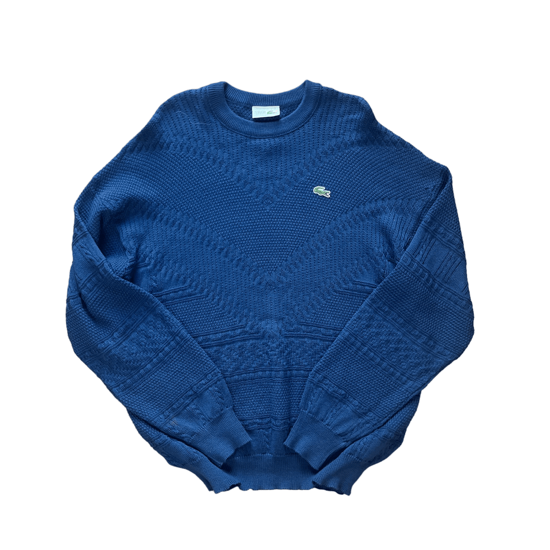 Vintage 90s Navy Blue Chemise Lacoste Knitted Sweatshirt - Extra Large - The Streetwear Studio