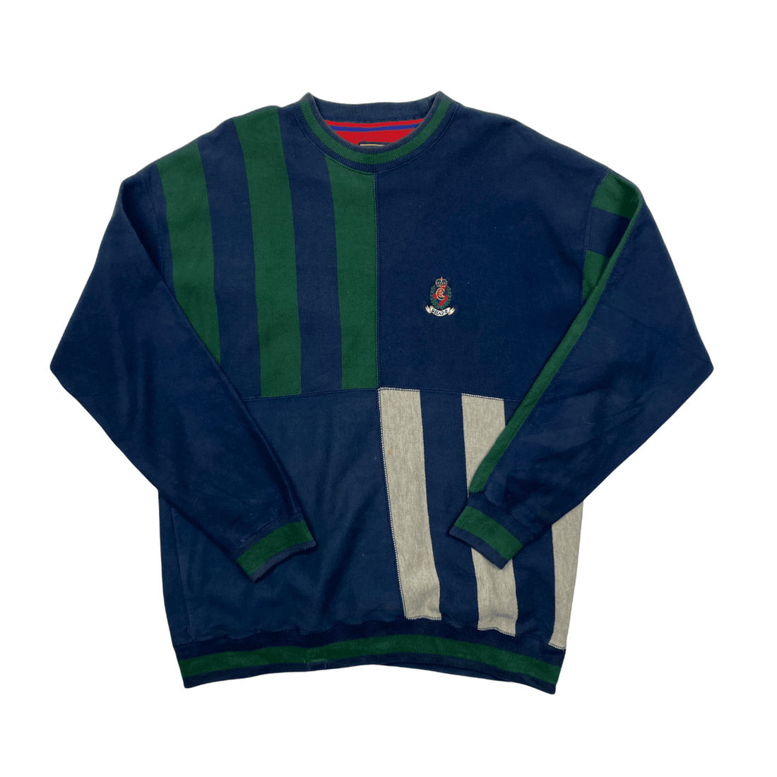 Vintage 90s Navy Blue, Green + Grey Chaps Ralph Lauren Sweatshirt - Medium - The Streetwear Studio