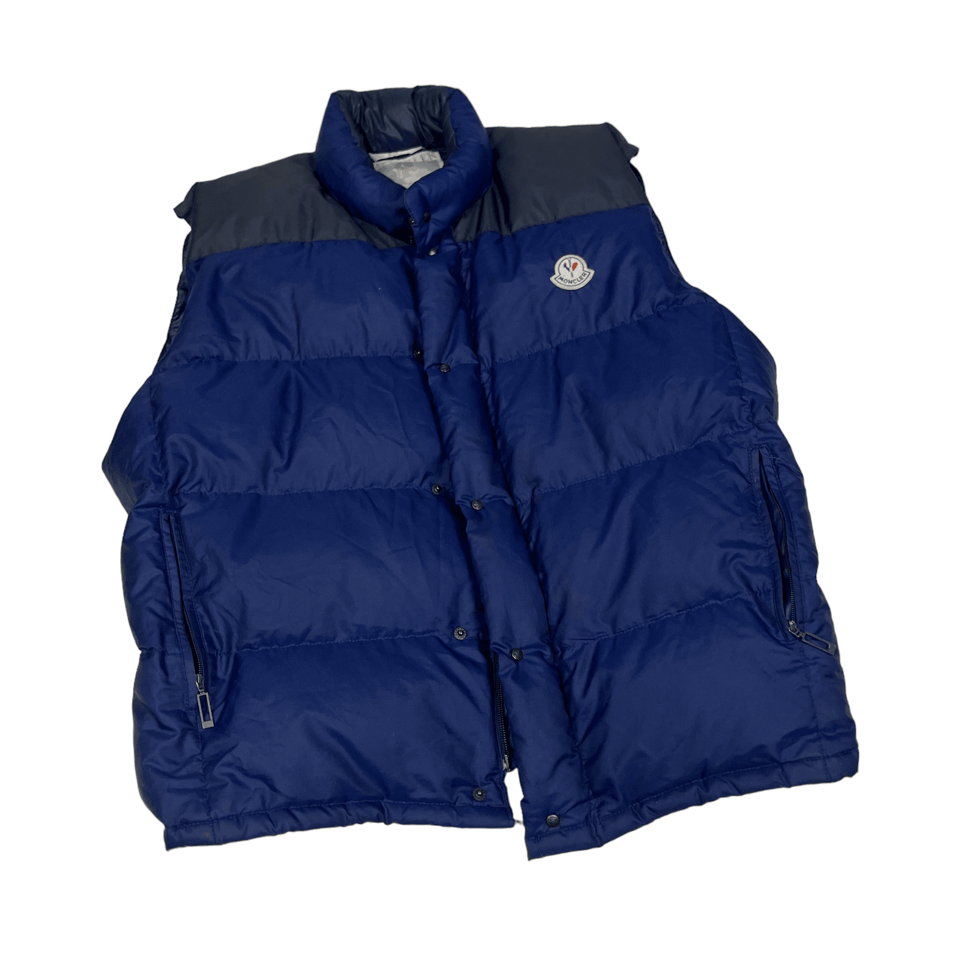 Vintage 90s Navy Blue Moncler Puffer Gilet - Extra Large - The Streetwear Studio