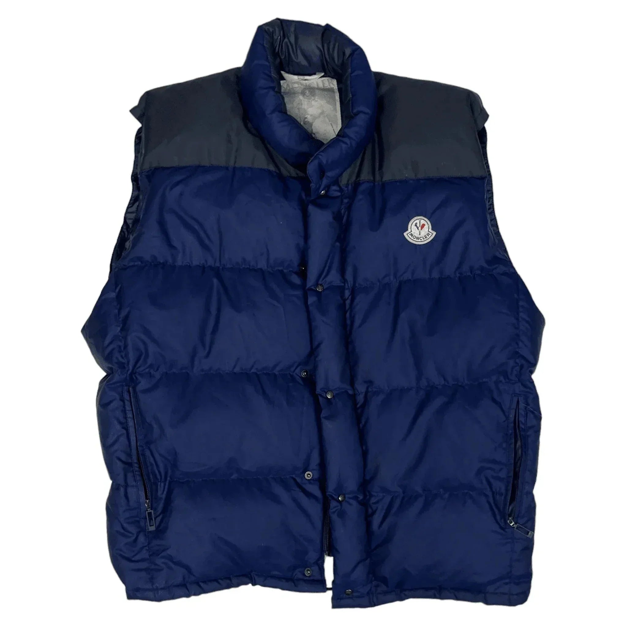 Vintage 90s Navy Blue Moncler Puffer Gilet - XL | The Streetwear Studio