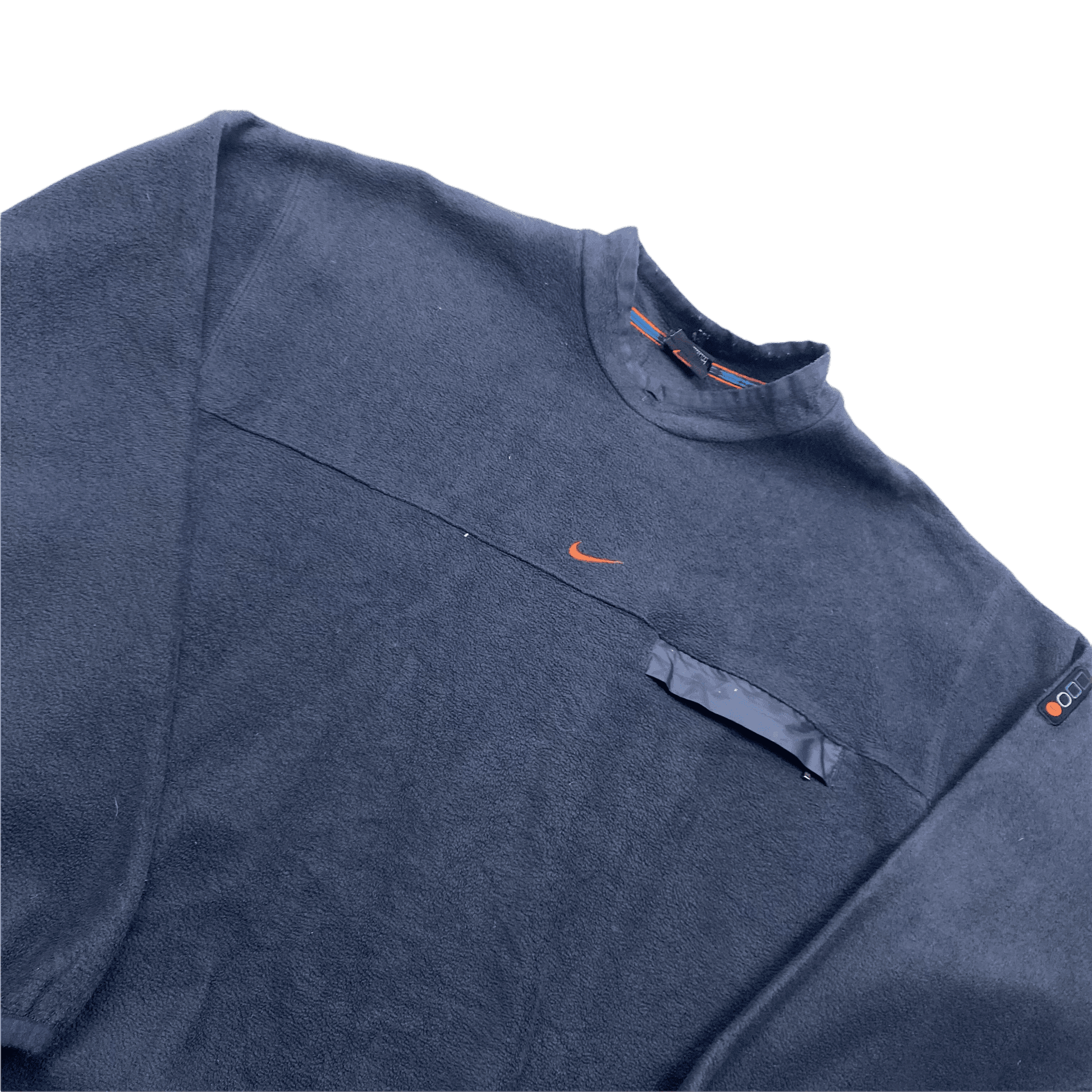 Vintage 90s Navy Blue Nike Centre Swoosh Fleece Sweatshirt - Medium - The Streetwear Studio