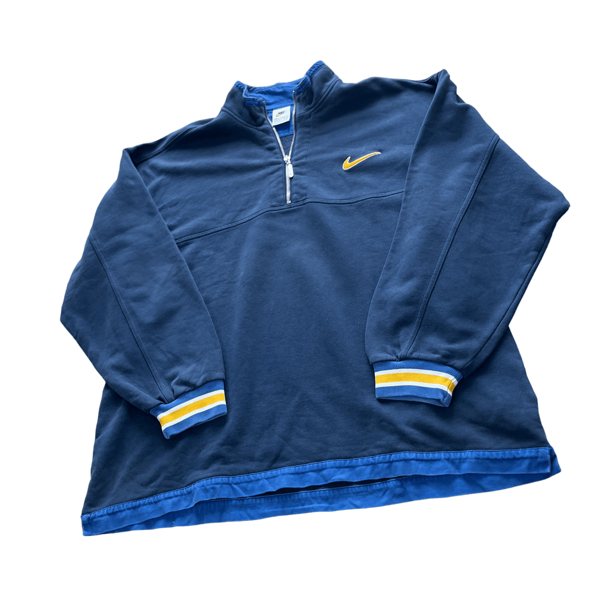 Vintage 90s Navy Blue Nike Quarter Zip Sweatshirt - Extra Large - The Streetwear Studio