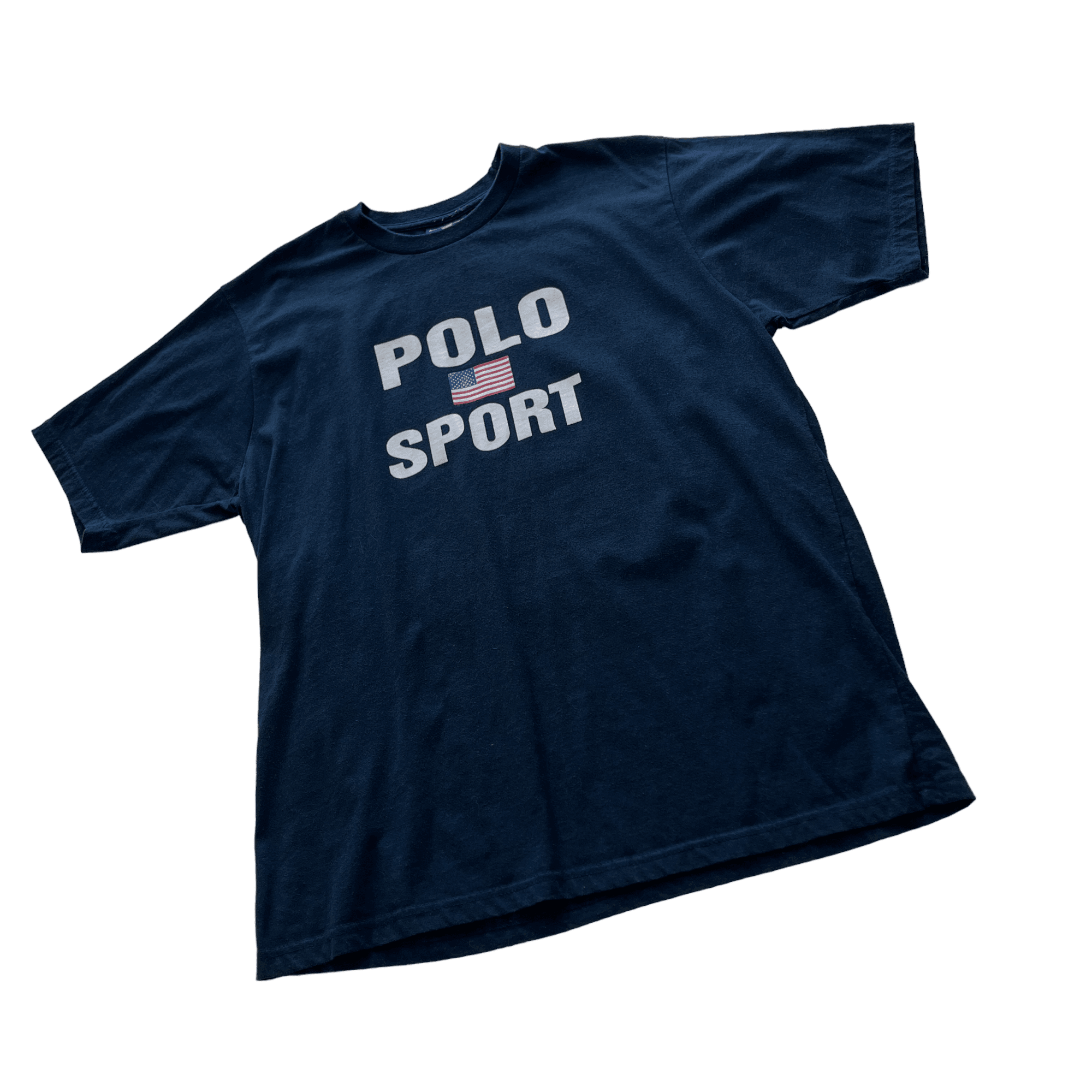 Vintage 90s Navy Blue Ralph Lauren Polo Sport Tee - Extra Large - The Streetwear Studio