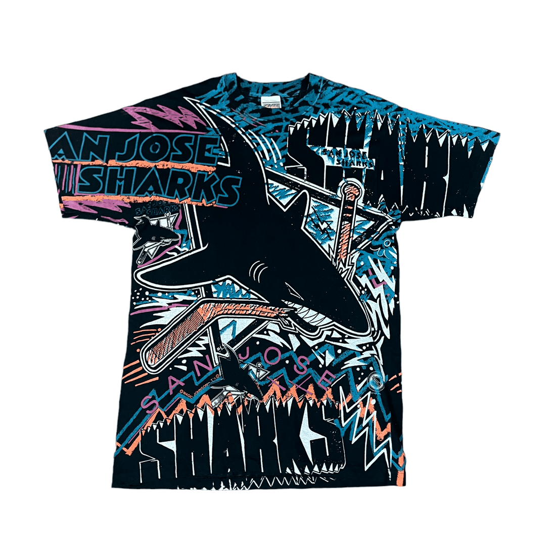 Vintage 90s NHL San Jose Sharks Single Stitch Tee - Large - The Streetwear Studio
