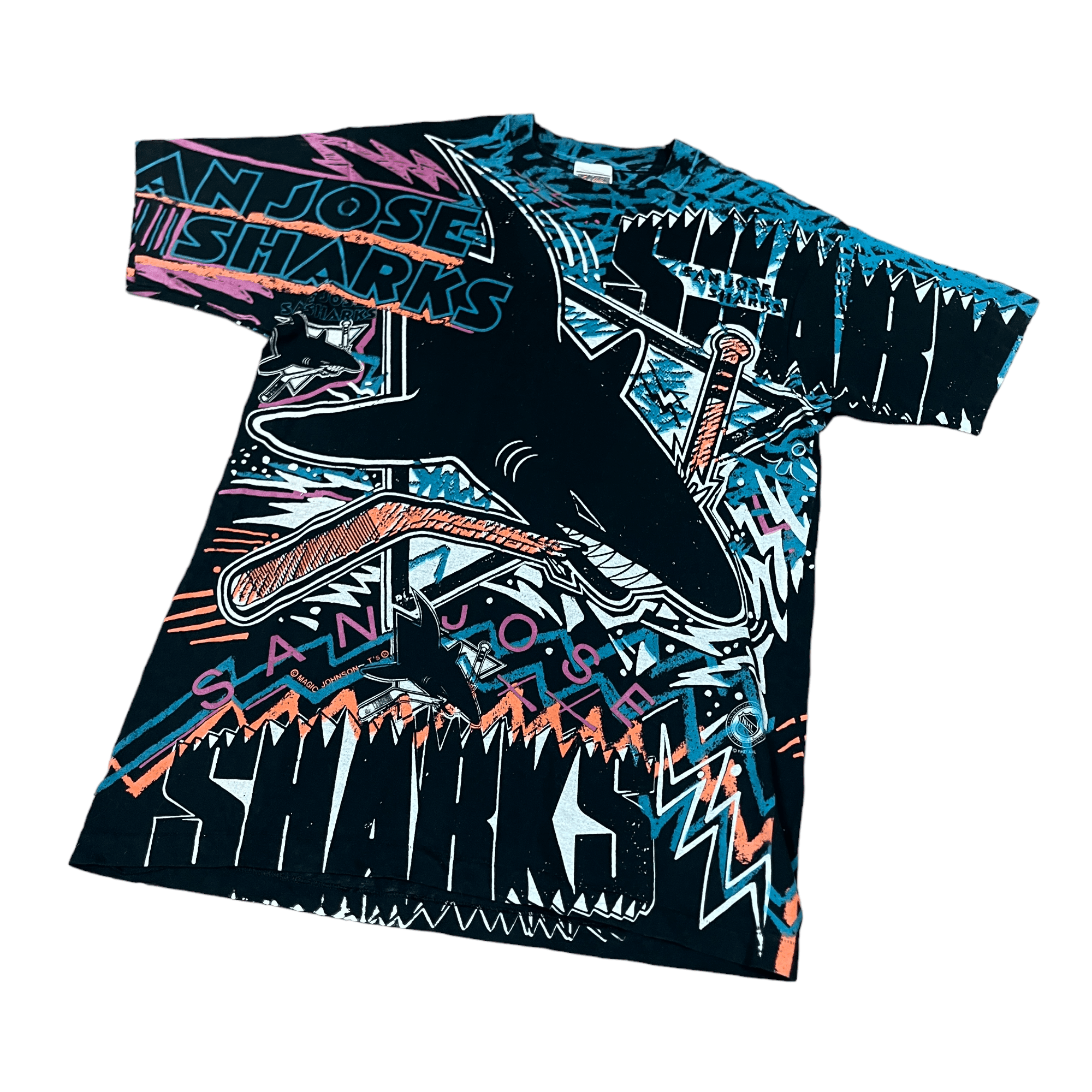 Vintage 90s NHL San Jose Sharks Single Stitch Tee - Large - The Streetwear Studio
