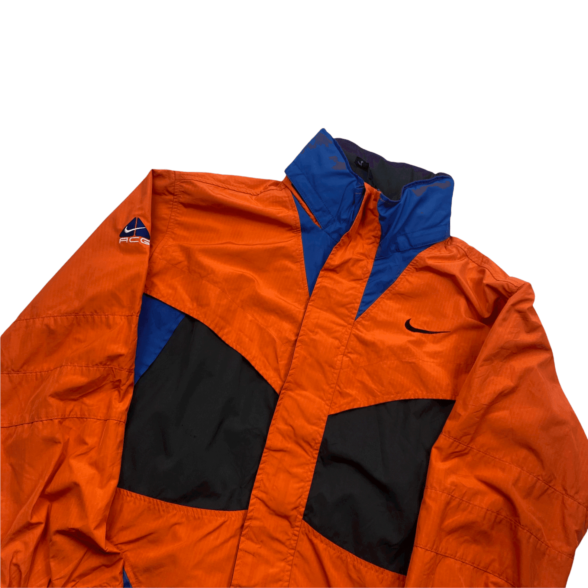 Vintage 90s Orange, Black + Blue Nike ACG Windbreaker Jacket - Small - The Streetwear Studio