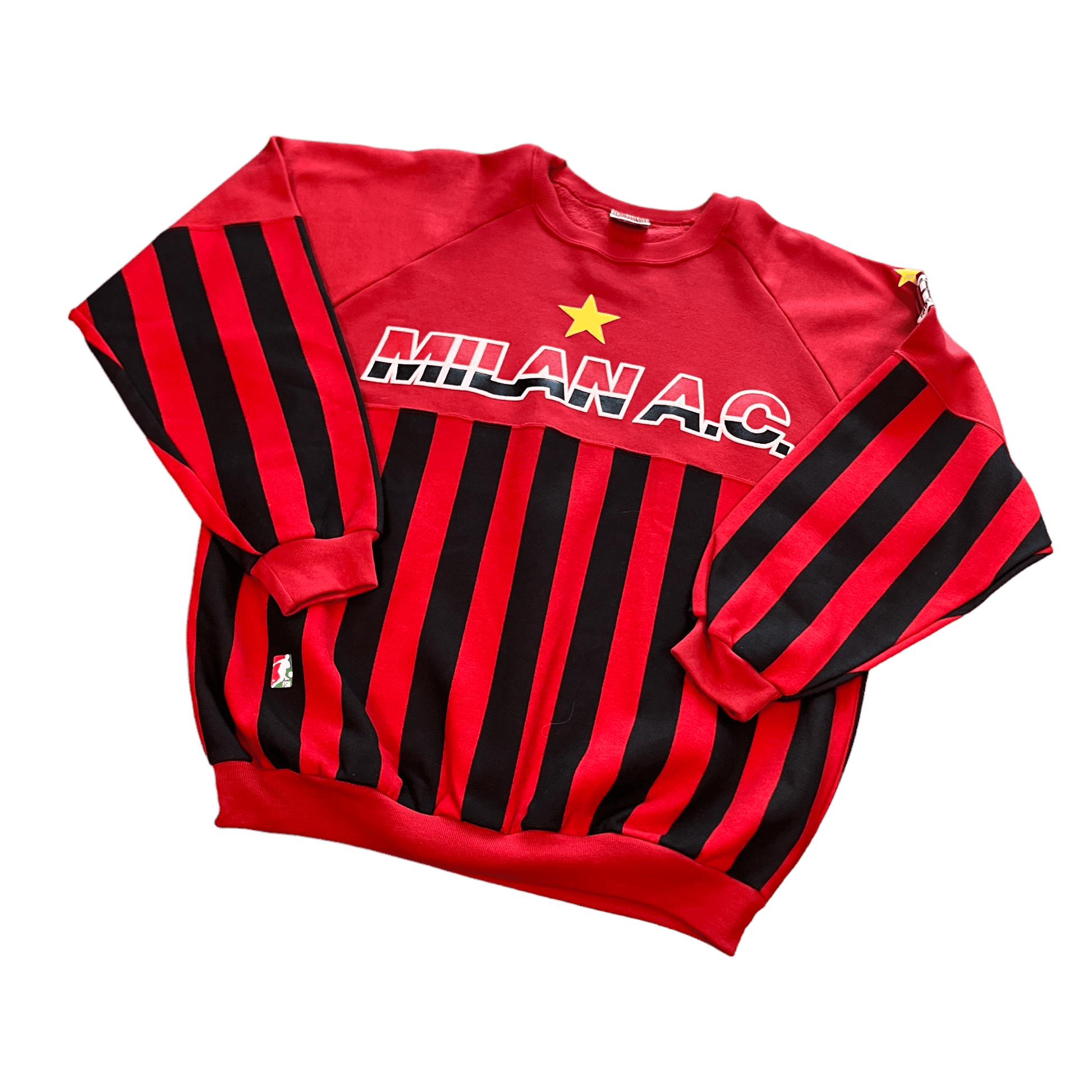 Vintage 90s Red + Black AC Milan Sweatshirt - Large - The Streetwear Studio