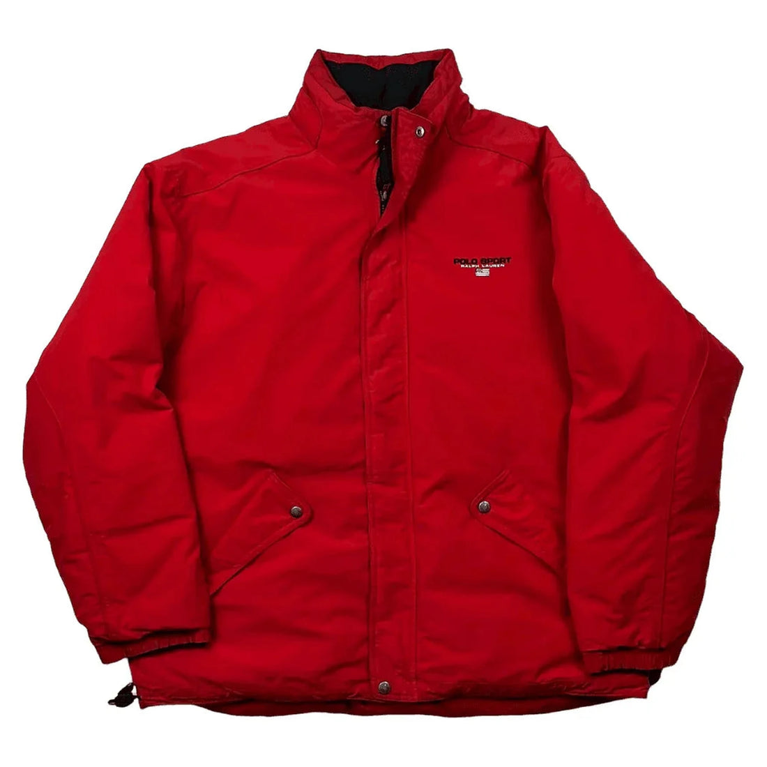 Vintage 90s Red + Black Ralph Lauren Polo Sport Spell-Out Reversible Puffer Coat/ Jacket - XL | The Streetwear Studio