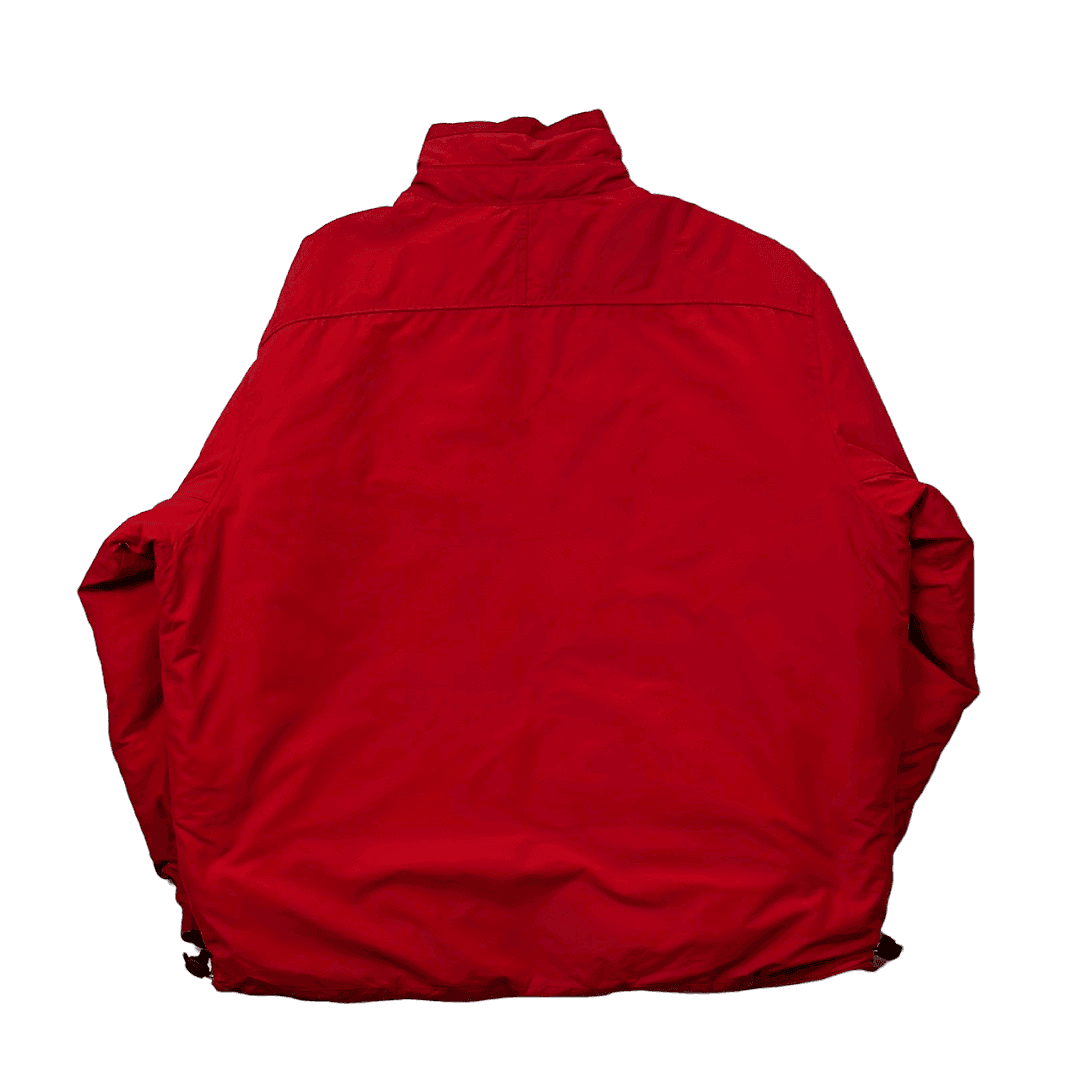 Vintage 90s Red + Black Ralph Lauren Polo Sport Spell-Out Reversible Puffer Coat/ Jacket - Extra Large - The Streetwear Studio