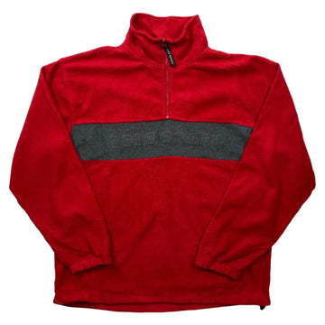 Vintage 90s Red + Grey Ralph Lauren Polo Sport Spell-Out 1/4 Zip Fleece - XL | The Streetwear Studio