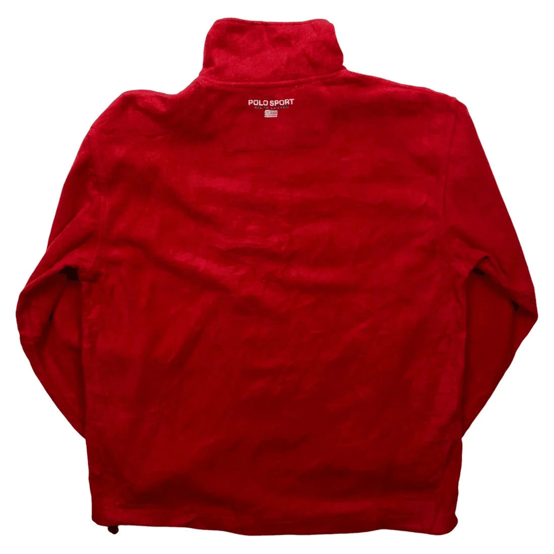 Vintage 90s Red + Grey Ralph Lauren Polo Sport Spell-Out 1/4 Zip Fleece - XL | The Streetwear Studio