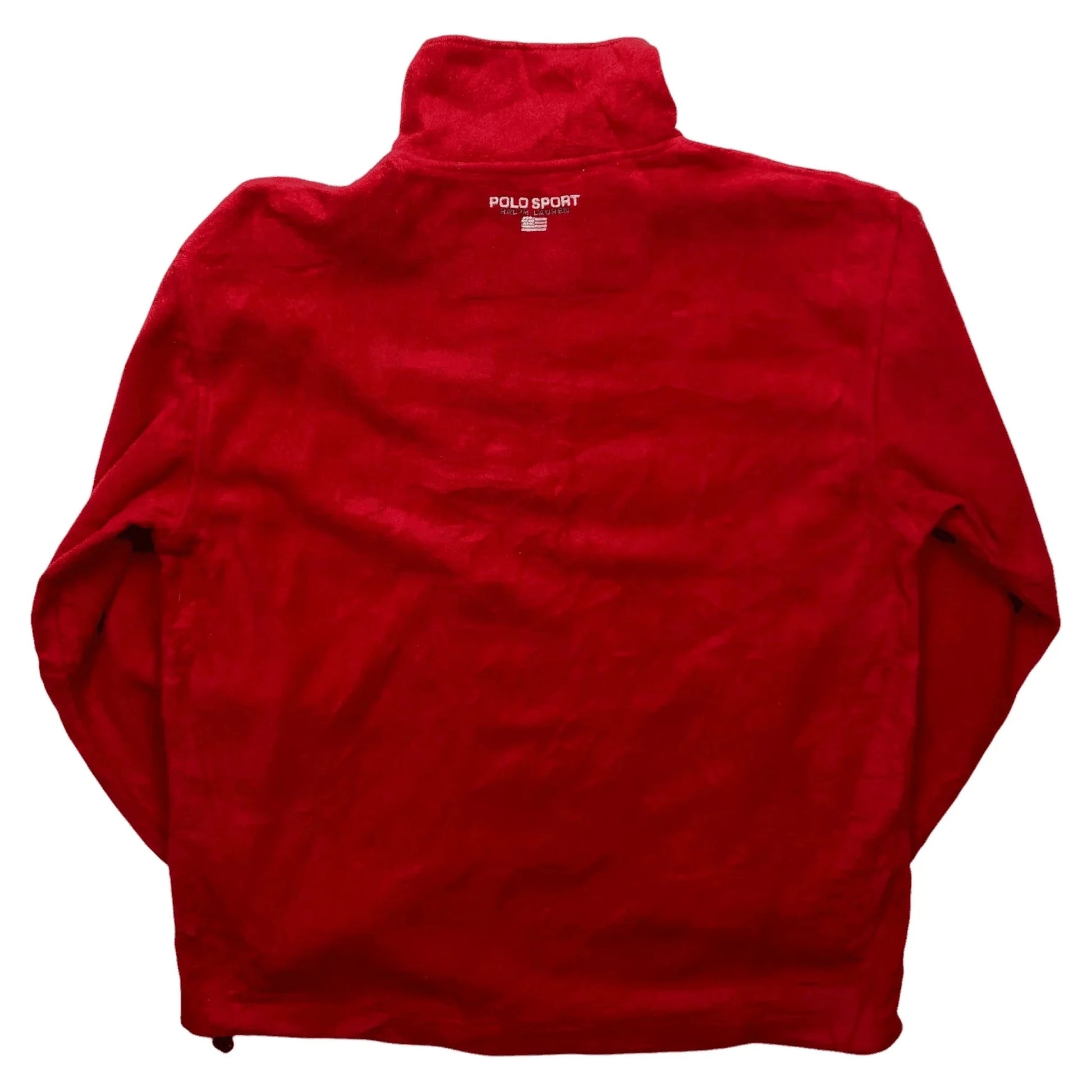 Vintage 90s Red + Grey Ralph Lauren Polo Sport Spell-Out 1/4 Zip Fleece - XL | The Streetwear Studio