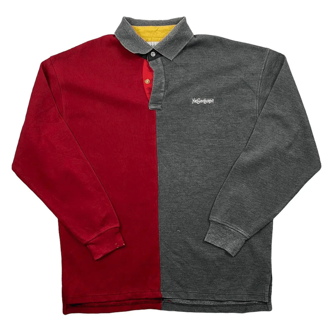 Vintage 90s Red + Grey Yves Saint Laurent (YSL) Polo Shirt - XL | The Streetwear Studio