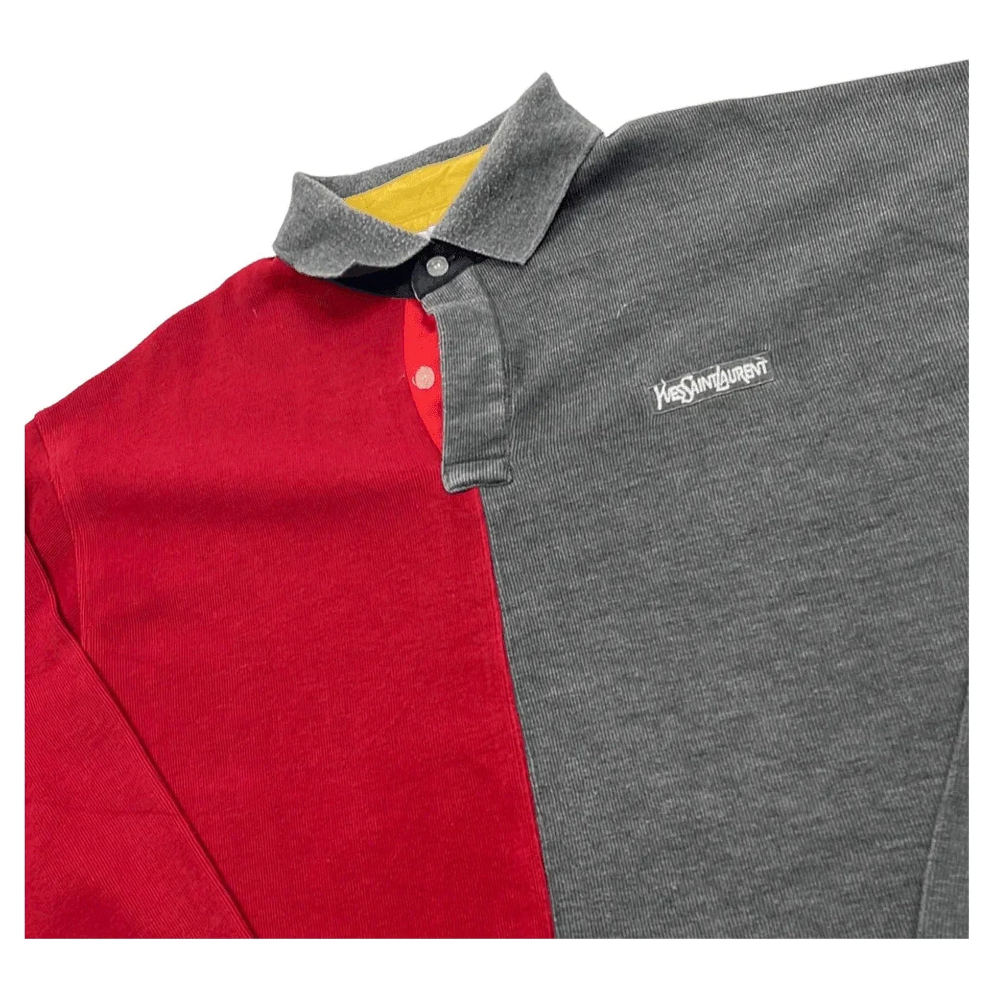 Vintage 90s Red + Grey Yves Saint Laurent (YSL) Polo Shirt - XL | The Streetwear Studio
