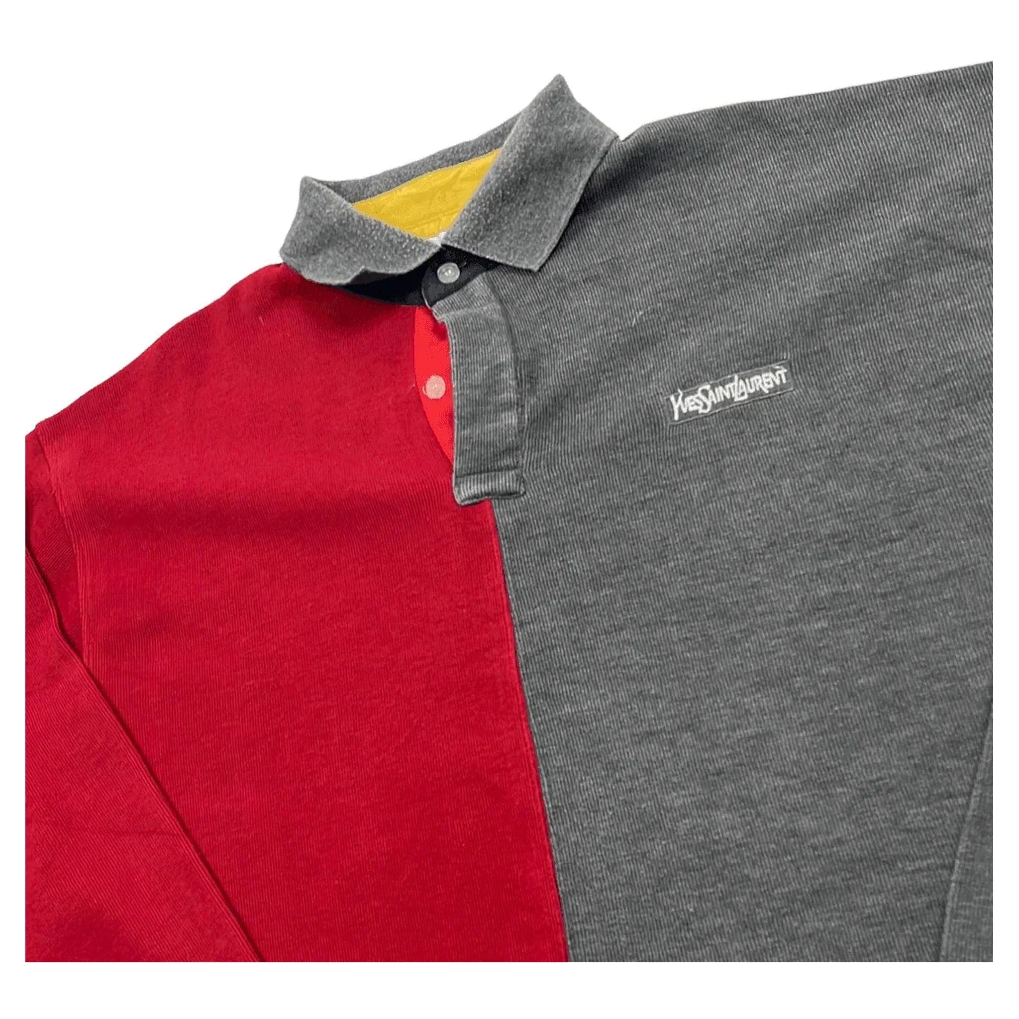 Vintage 90s Red + Grey Yves Saint Laurent (YSL) Polo Shirt - XL | The Streetwear Studio