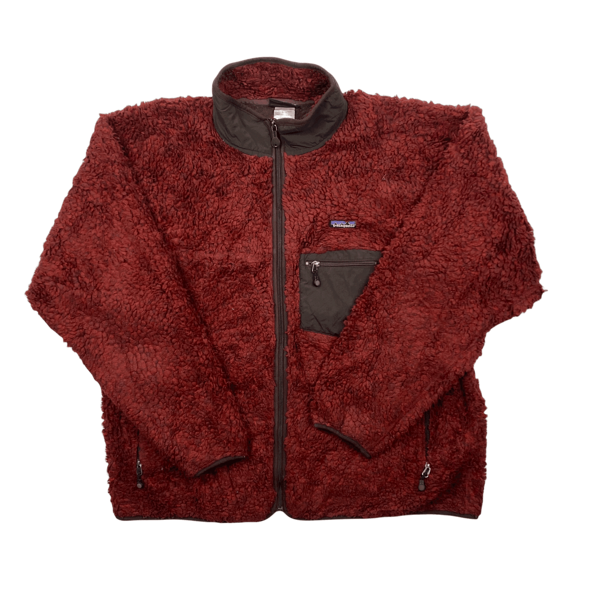 Vintage 90s Red/ Maroon/ Brown Patagonia Full Zip Sherpa Classic