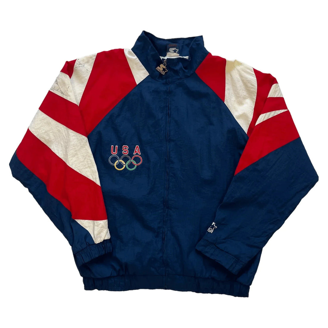 Vintage 90s Red, Navy Blue + White Starter x Looney Tunes USA Jacket - XL | The Streetwear Studio