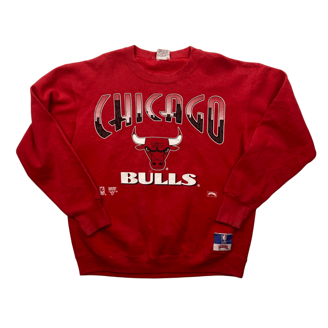 Vintage 90s Red Nutmeg Chicago Bulls Spell-Out Sweatshirt - Large (Recommended Size - Medium) - The Streetwear Studio