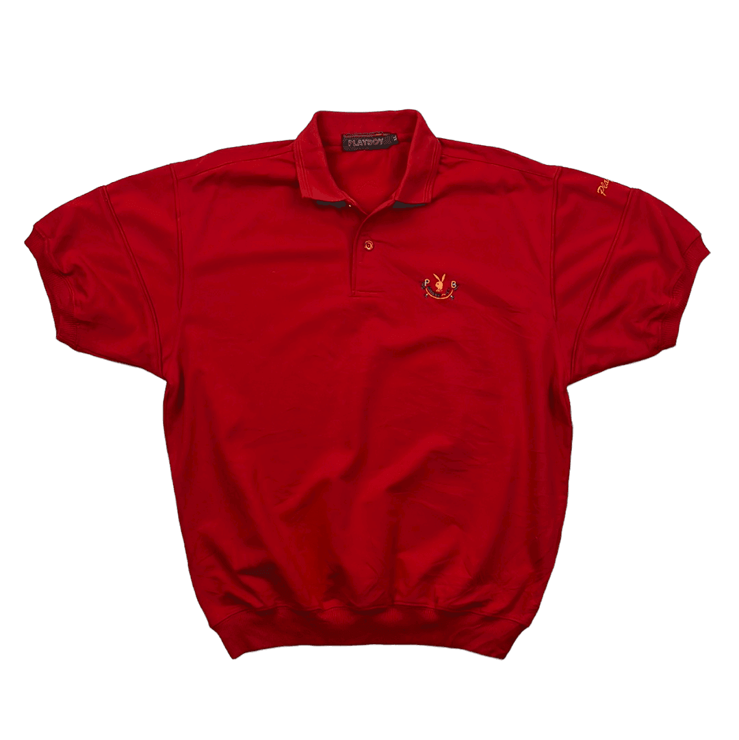 Vintage 90s Red Playboy Polo Shirt - Extra Large - The Streetwear Studio