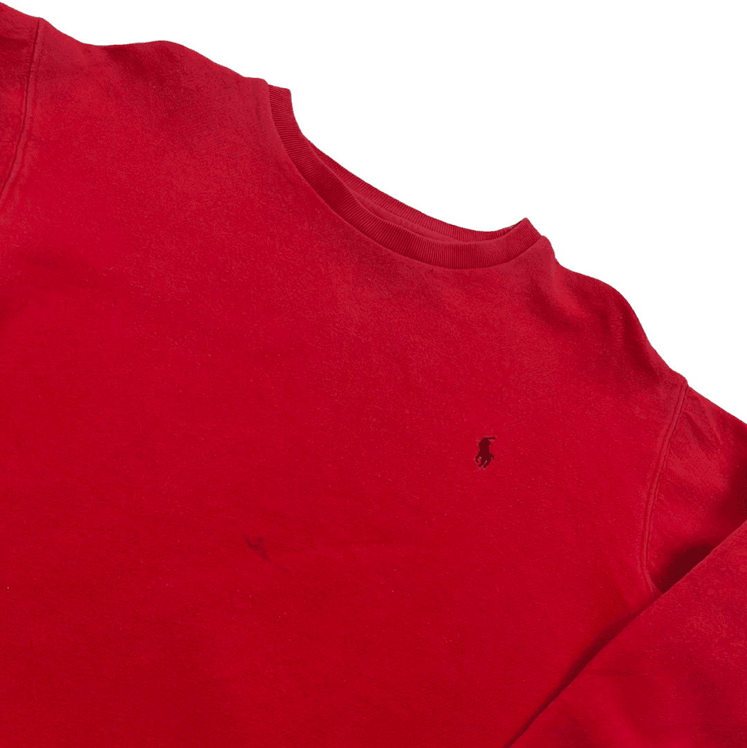 Vintage 90s Red Polo Ralph Lauren Sweatshirt - Small - The Streetwear Studio