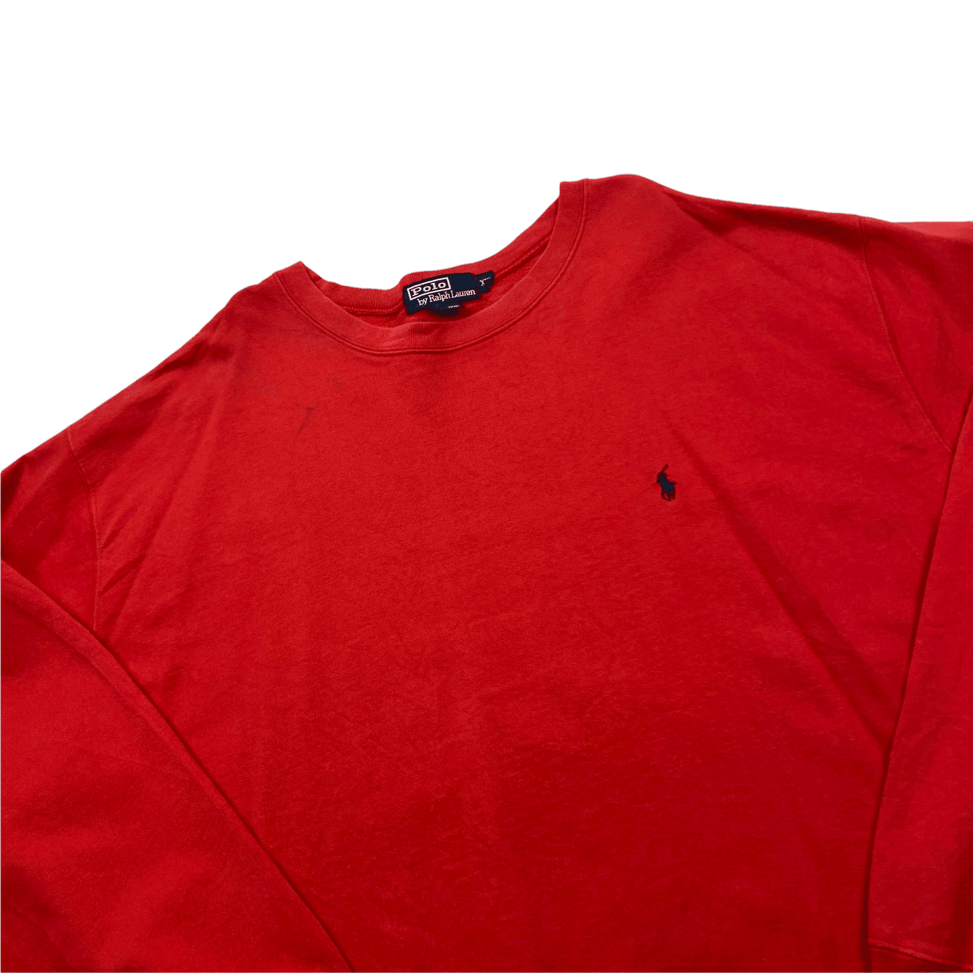 Vintage 90s Red Polo Ralph Lauren Sweatshirt - XXL - The Streetwear Studio
