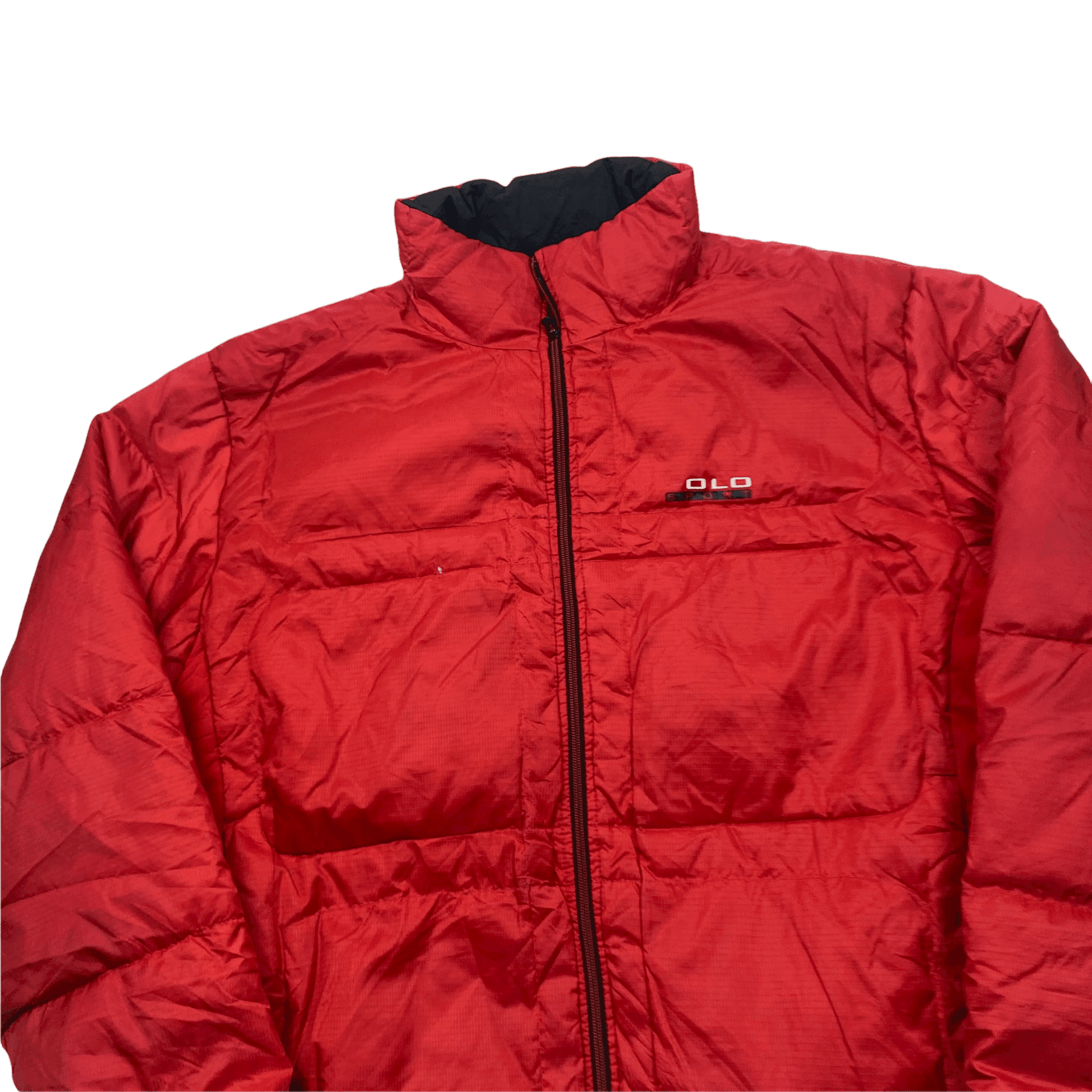 Vintage 90s Red Polo Sport Spell-Out Puffer Coat/ Jacket - Extra Large - The Streetwear Studio