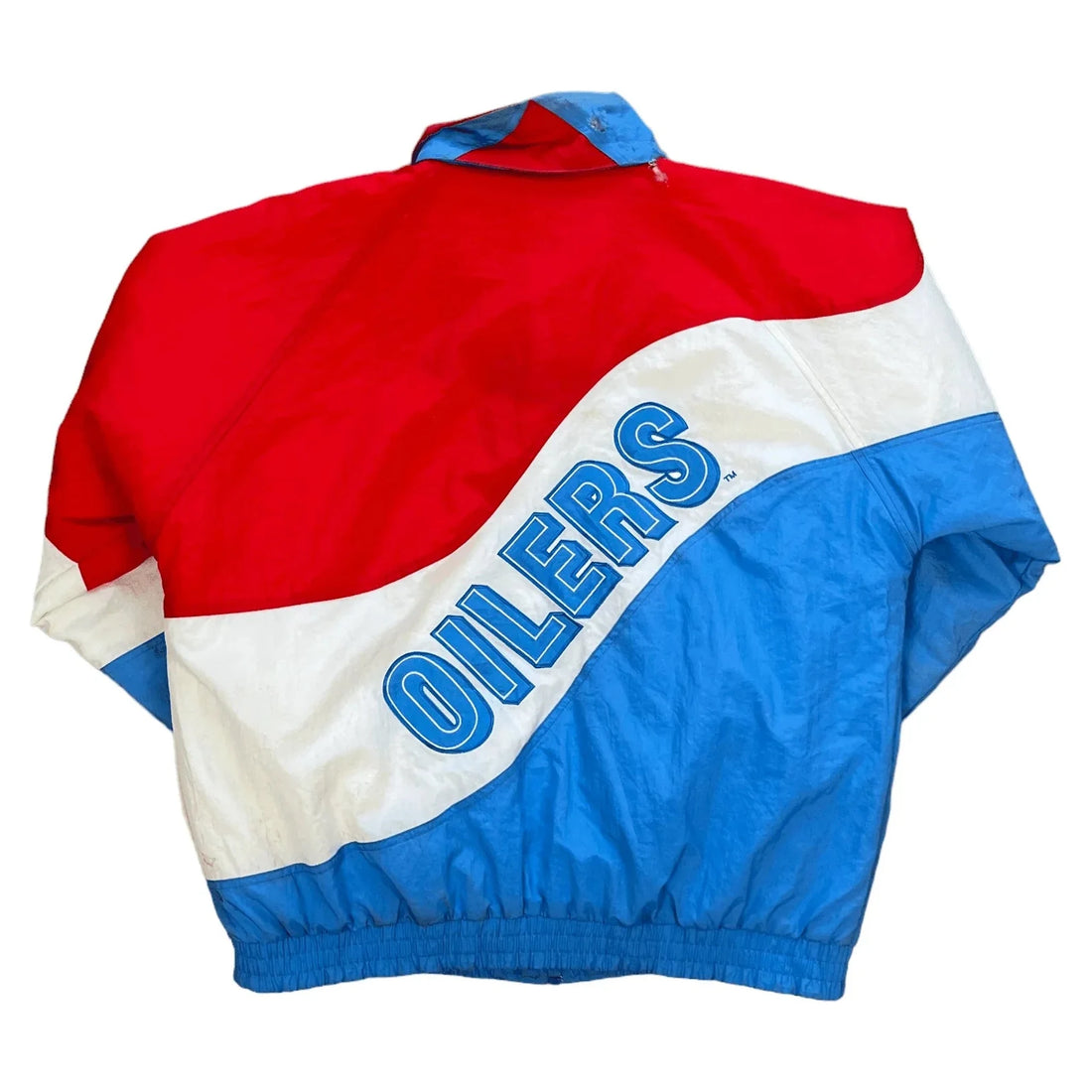 Vintage 90s Red, White + Blue NFL Oilers Puffer Coat - L | The Streetwear Studio