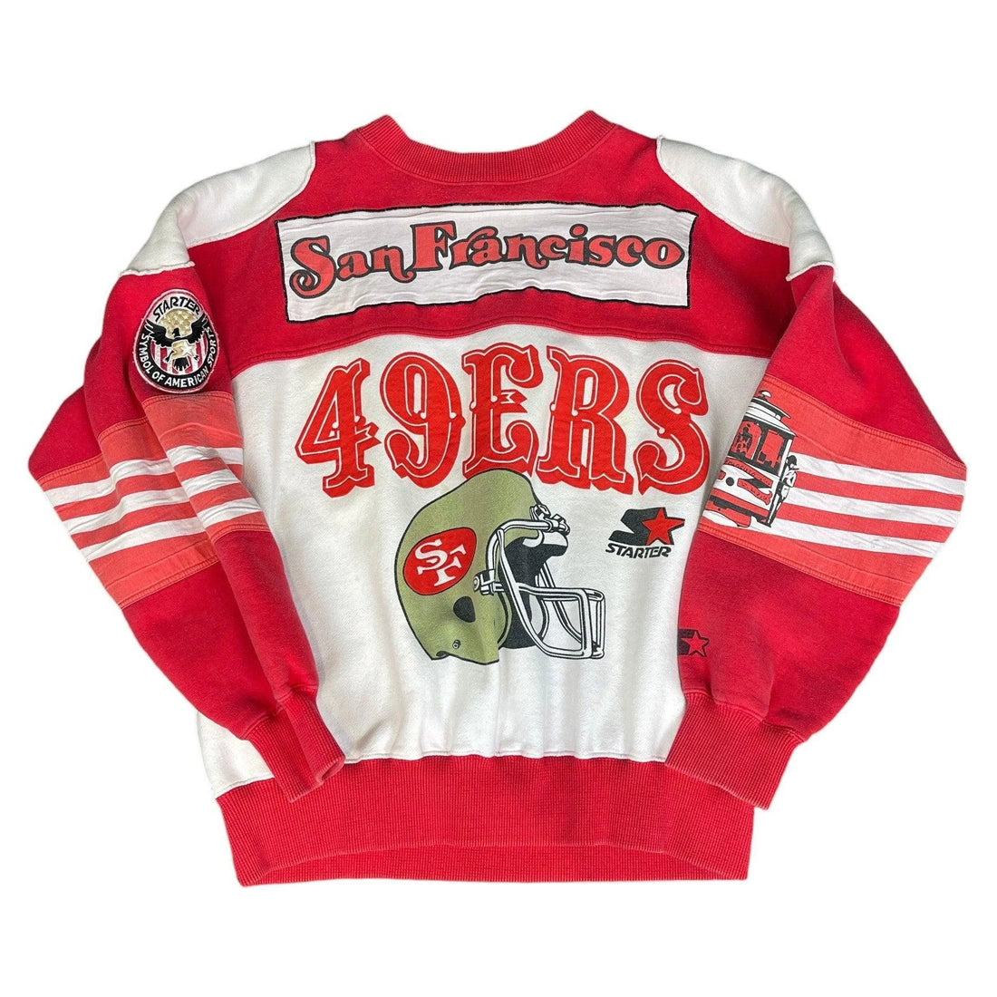 Vintage 90s Red + White Starter San Francisco 49ers Sweatshirt - L | The Streetwear Studio