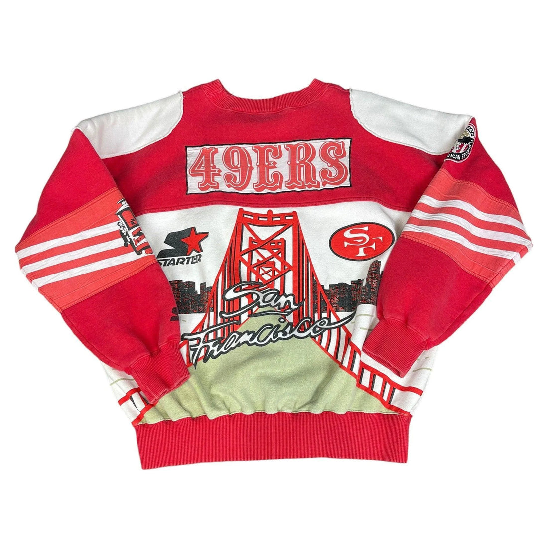 Vintage 90s Red + White Starter San Francisco 49ers Sweatshirt - L | The Streetwear Studio